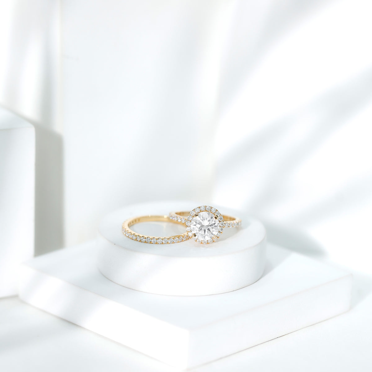 Lab Grown 2 Carat Diamond Halo Bridal Ring Set with IGI Certificate Lab - ( E-VS1 ) - Rosec Jewels