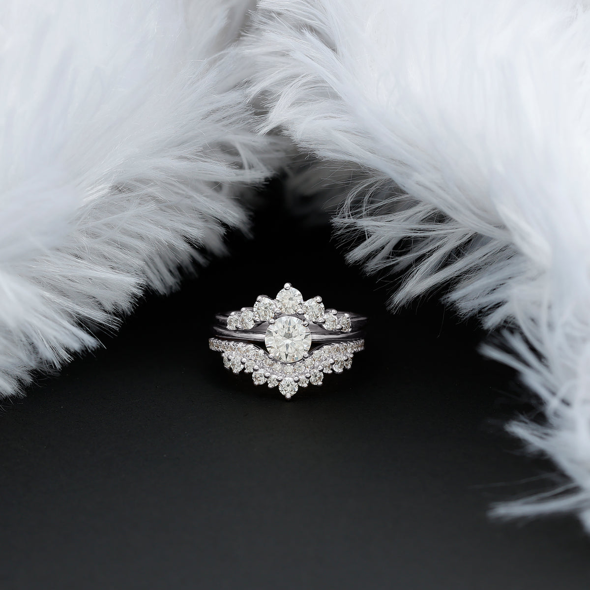 IGI Authenticated 1 Carat Lab Diamond Antique Wedding Ring Set of 3 Lab - ( E-VS1 ) - Rosec Jewels