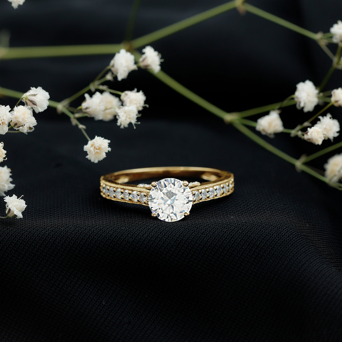 Rosec Jewels-2 Carat Round Lab Grown Diamond Classic Engagement Ring with IGI Certificate