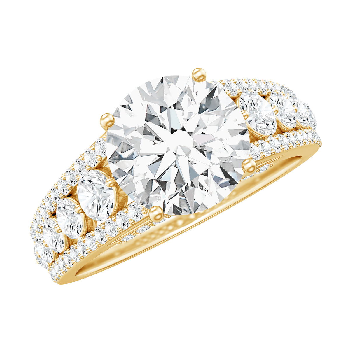 IGI Verified Lab Grown Diamond 2 Carat Engagement Ring with Side Stones Lab - ( E-VS1 ) - Rosec Jewels