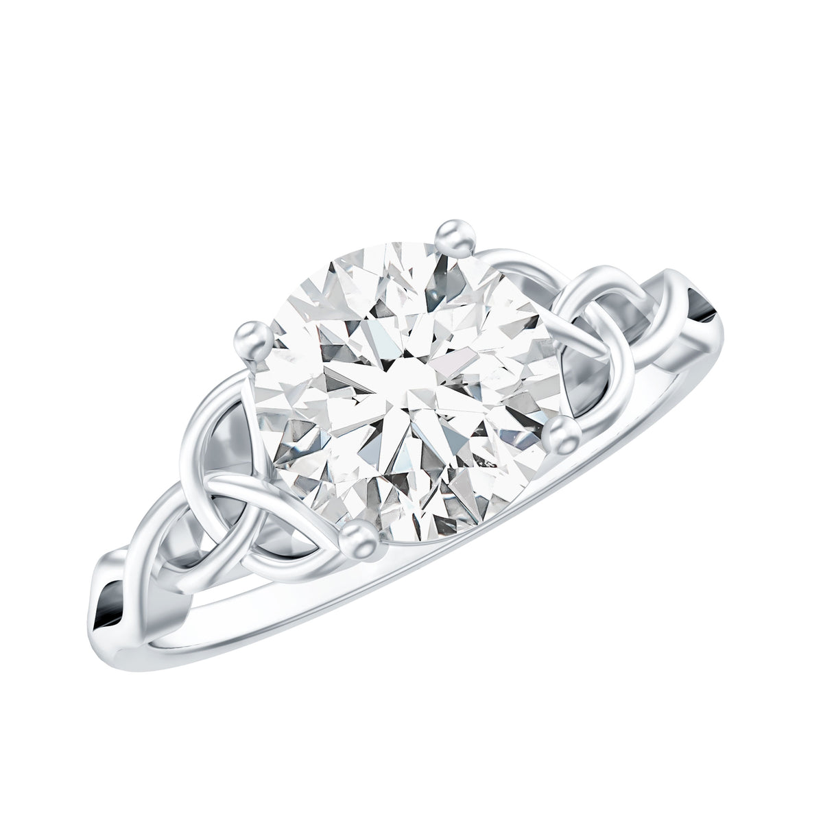 Solitaire 2 Carat Lab Grown Diamond Celtic Engagement Ring with IGI Certificate Lab - ( E-VS1 ) - Rosec Jewels