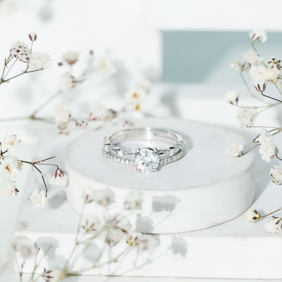 1 Carat IGI Verified Lab Grown Diamond Double Band Engagement Ring Lab - ( E-VS1 ) - Rosec Jewels