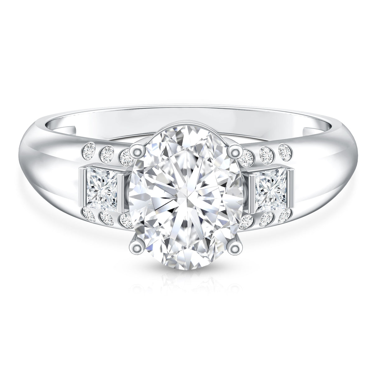 IGI Graded 2 Carat Lab Grown Oval Diamond Statement Ring Lab - ( E-VS1 ) - Rosec Jewels