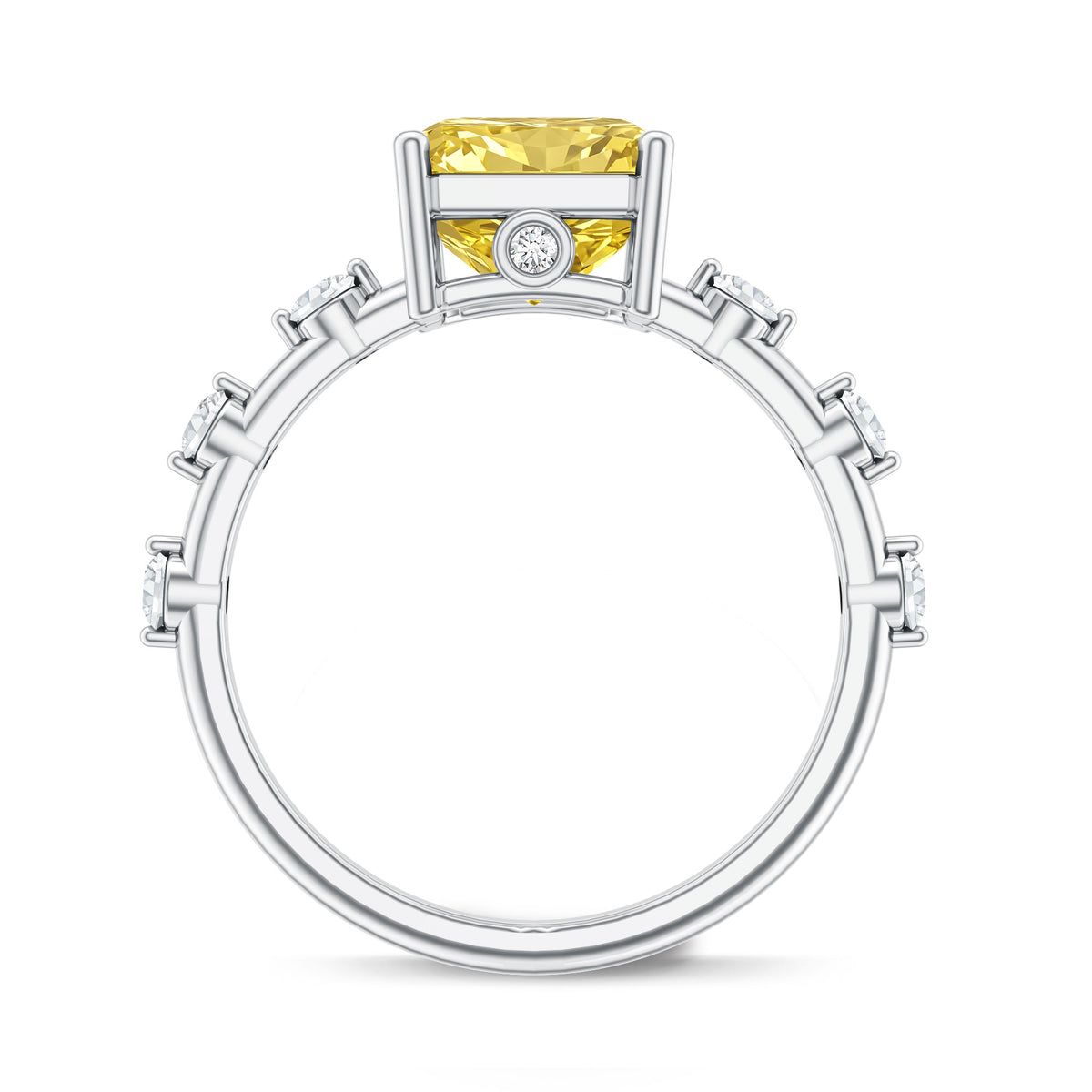 Radiant Cut Lab Grown Yellow Diamond 4 Carat Engagement Ring IGI Certified Vivid Yellow - VS1 - Rosec Jewels
