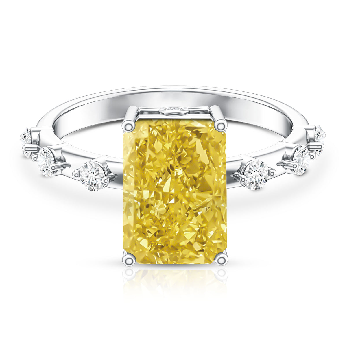 Radiant Cut Lab Grown Yellow Diamond 4 Carat Engagement Ring IGI Certified Vivid Yellow - VS1 - Rosec Jewels