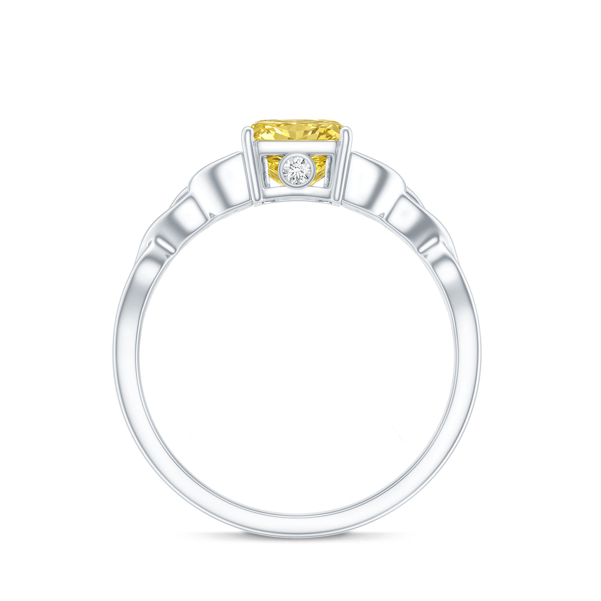 IGI Verified Celtic Engagement Ring with 2 Carat Radiant Cut Lab Yellow Diamond Vivid Yellow - VS1 - Rosec Jewels