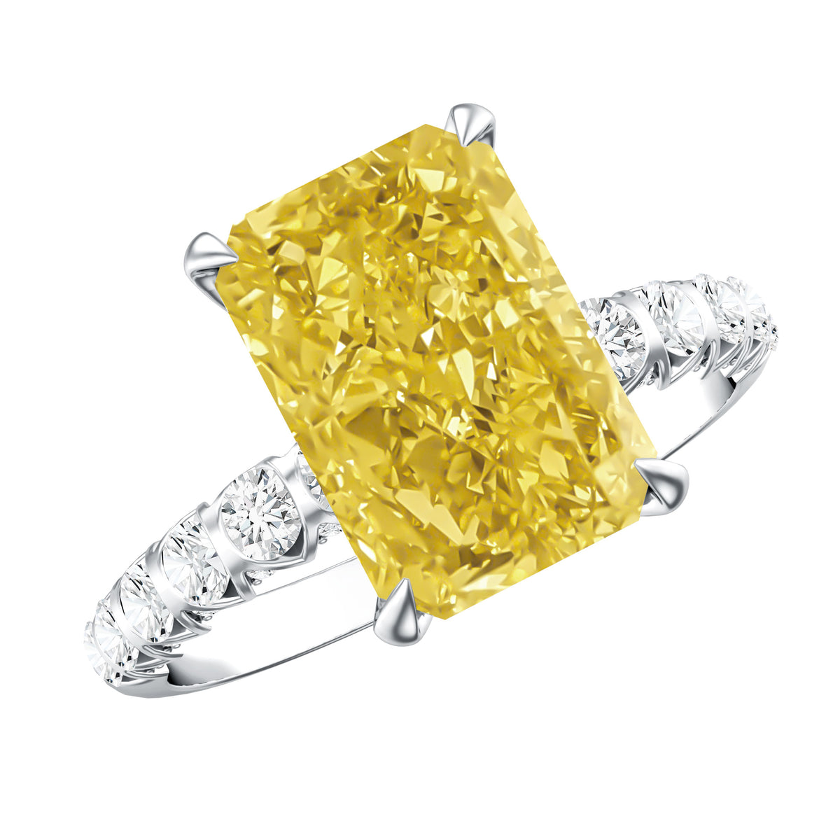 Rosec Jewels-4 Carat Radiant Cut Lab Grown Yellow Diamond Engagement Ring IGI Certified