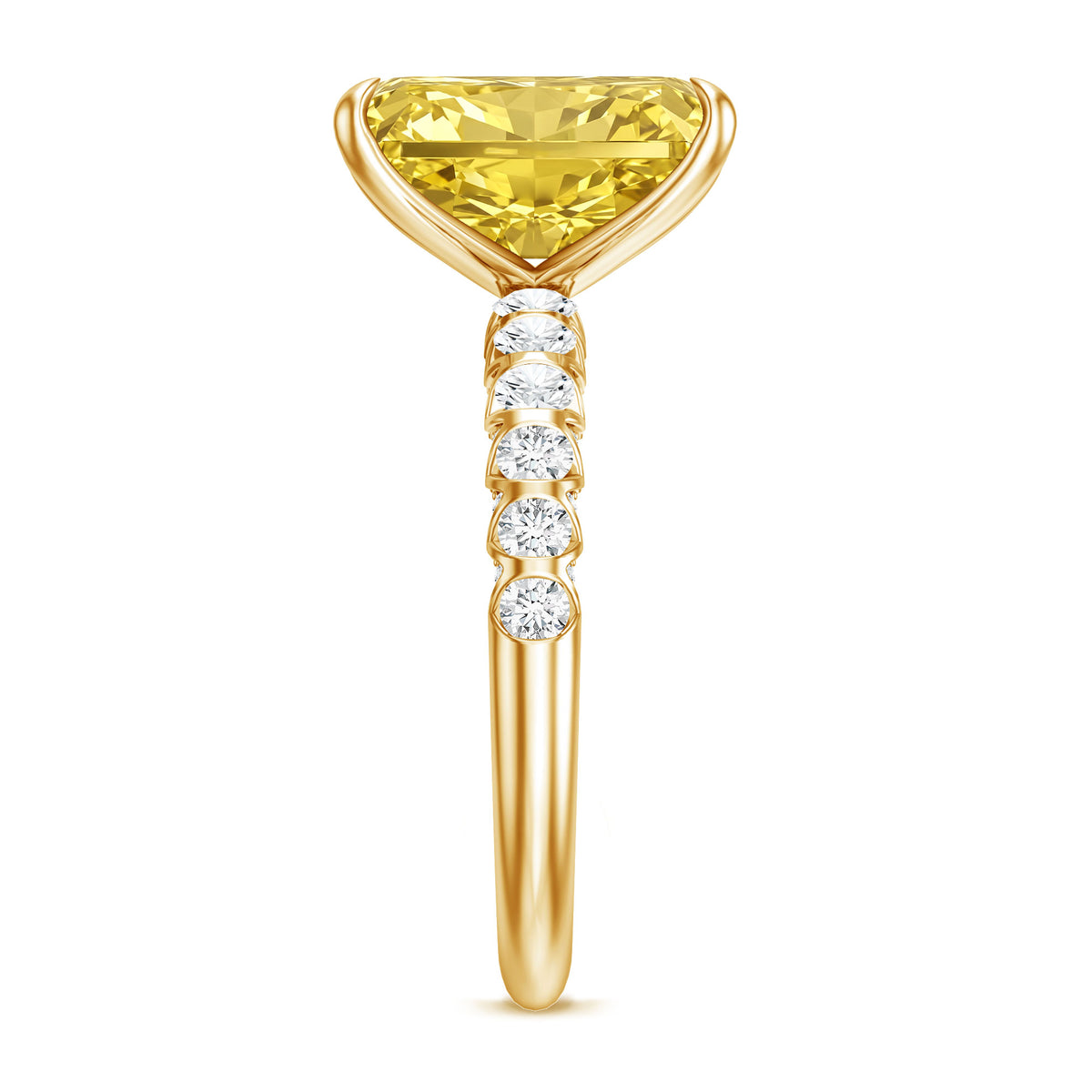 Rosec Jewels-4 Carat Radiant Cut Lab Grown Yellow Diamond Engagement Ring IGI Certified