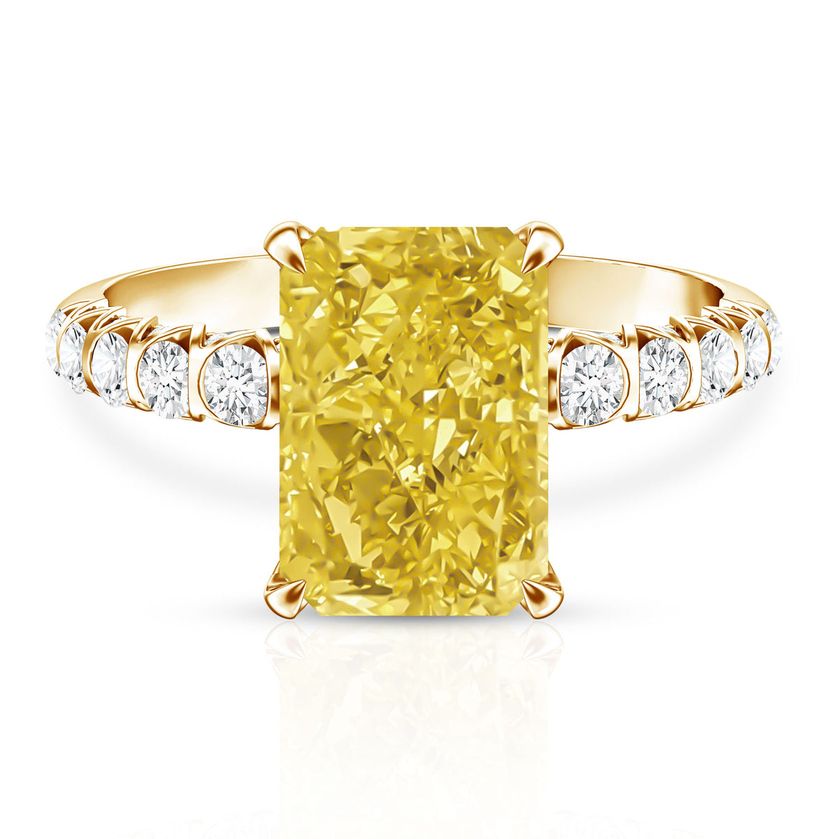 Rosec Jewels-4 Carat Radiant Cut Lab Grown Yellow Diamond Engagement Ring IGI Certified