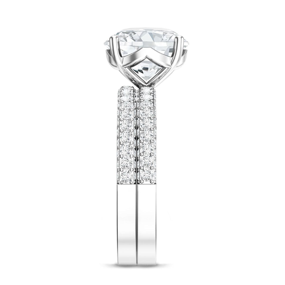4 Carat IGI Authenticated Lab Grown Diamond Wedding Ring Set for Women Lab - ( E-VS1 ) - Rosec Jewels