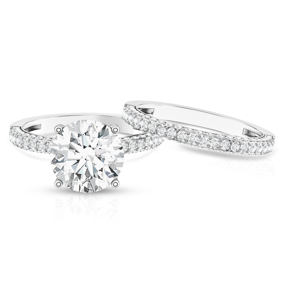 4 Carat IGI Authenticated Lab Grown Diamond Wedding Ring Set for Women Lab - ( E-VS1 ) - Rosec Jewels