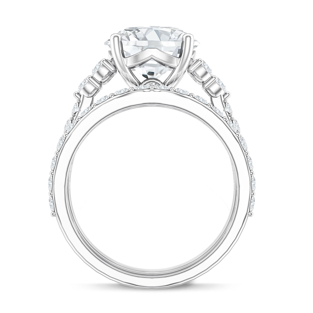 IGI Certified 4 Carat Lab Grown Diamond Engagement Ring with Enhancer Lab - ( E-VS1 ) - Rosec Jewels