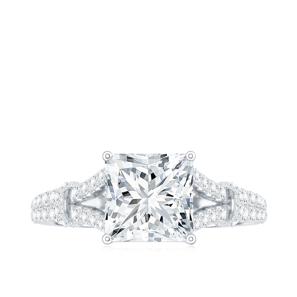 Rosec Jewels-IGI Verified 4 Carat Lab Grown Diamond Princess Cut Engagement Ring with Split Shank