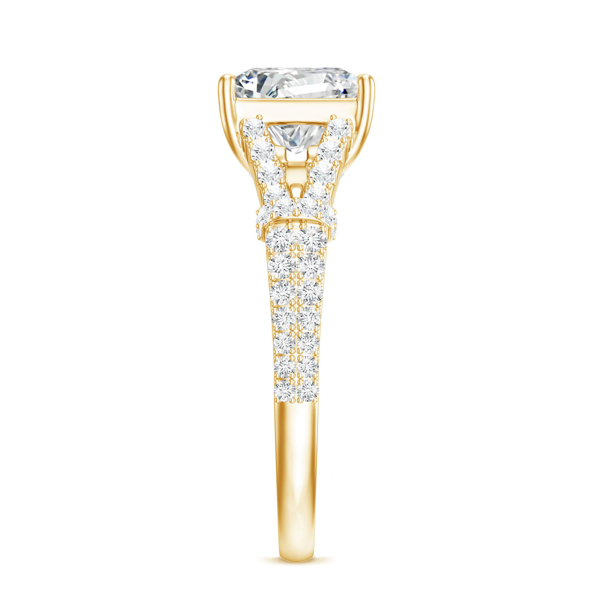 Rosec Jewels-IGI Verified 4 Carat Lab Grown Diamond Princess Cut Engagement Ring with Split Shank