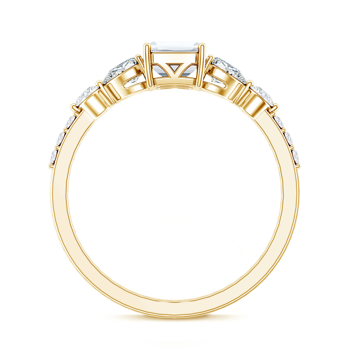 Rosec Jewels-IGI Verified 2 Carat Emerald Cut Lab Grown Diamond Engagement Ring with Side Stones
