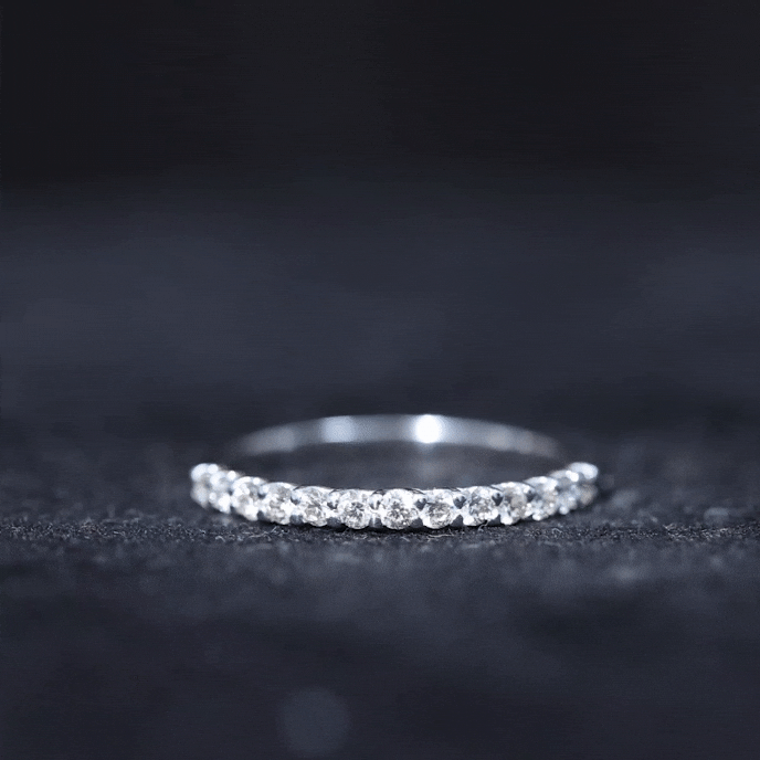 Rosec Jewels-Moissanite Half Eternity Ring in Shared Prong Setting