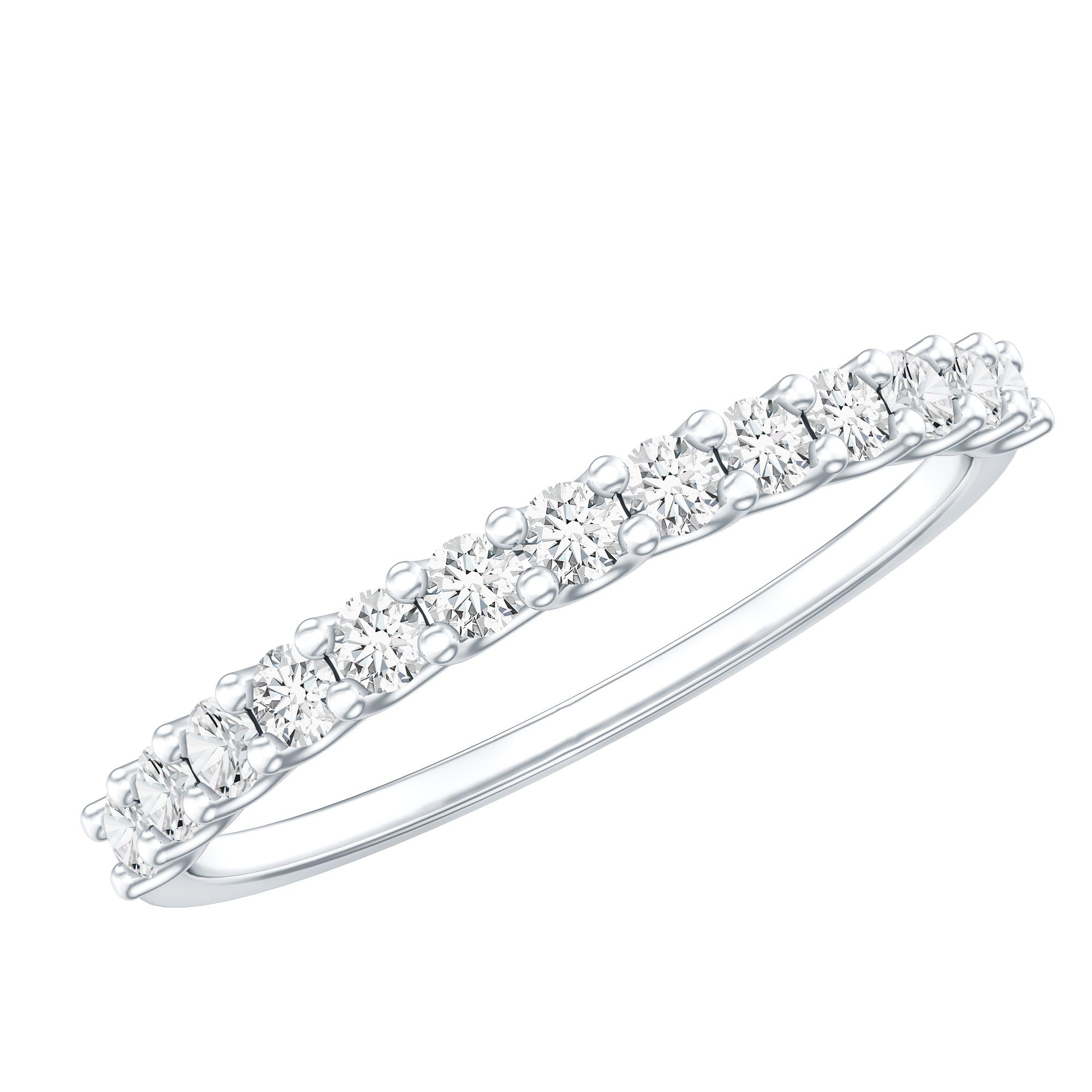Rosec Jewels-Moissanite Half Eternity Ring in Shared Prong Setting