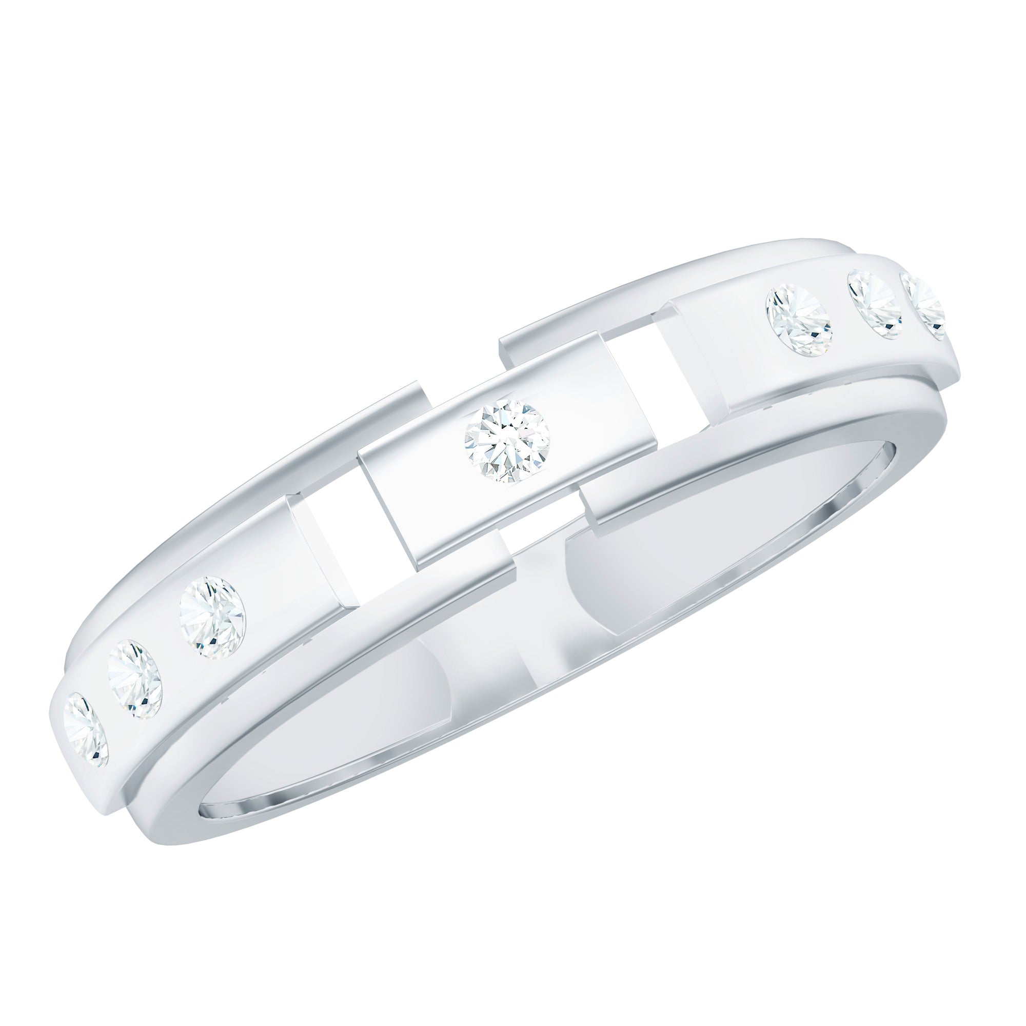 Admiring Diamond and Gold Two Tone Unisex Band Ring