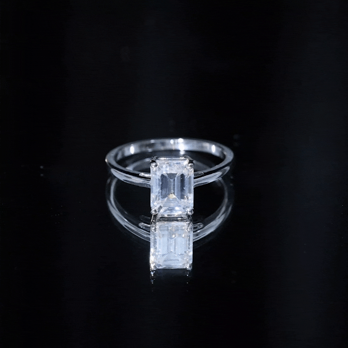 Rosec Jewels-Certified 7X9mm Moissanite Emerald Cut Engagement Ring