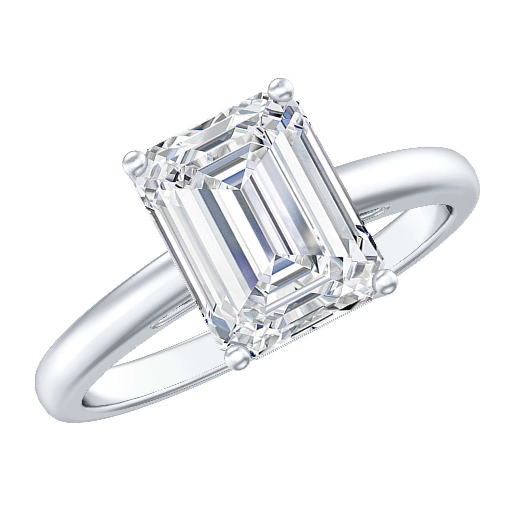 Solitaire 7X9MM Emerald Cut Moissanite Engagement Ring For Her