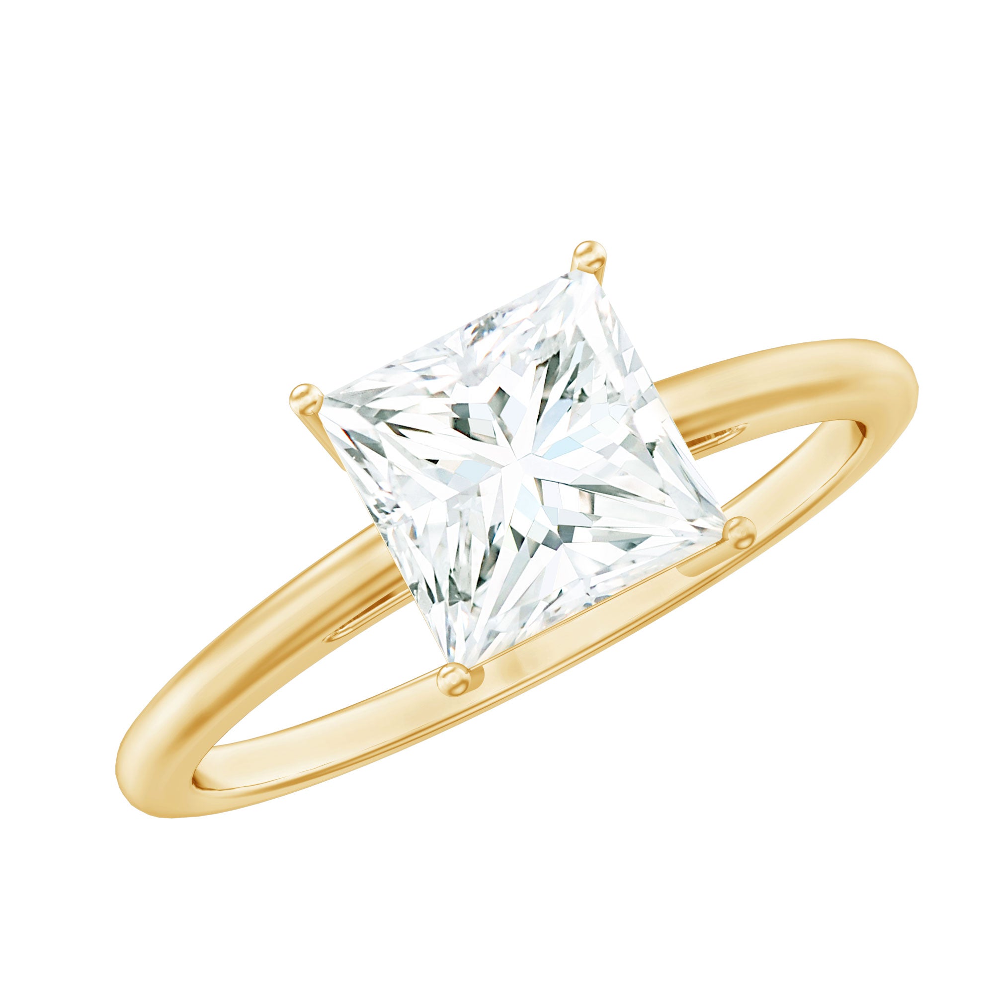 Rosec Jewels-3 Carat Princess Cut Moissanite Solitaire Engagement Ring