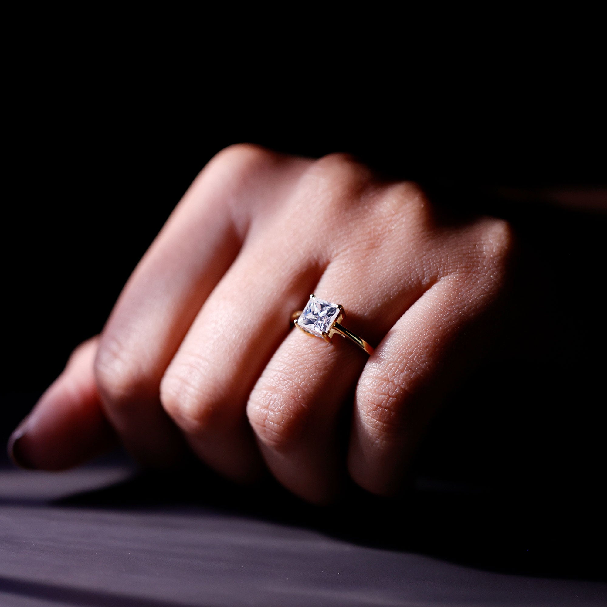 1 CT Princess Cut Moissanite Solitaire Ring for Women D-VS1 - Rosec Jewels