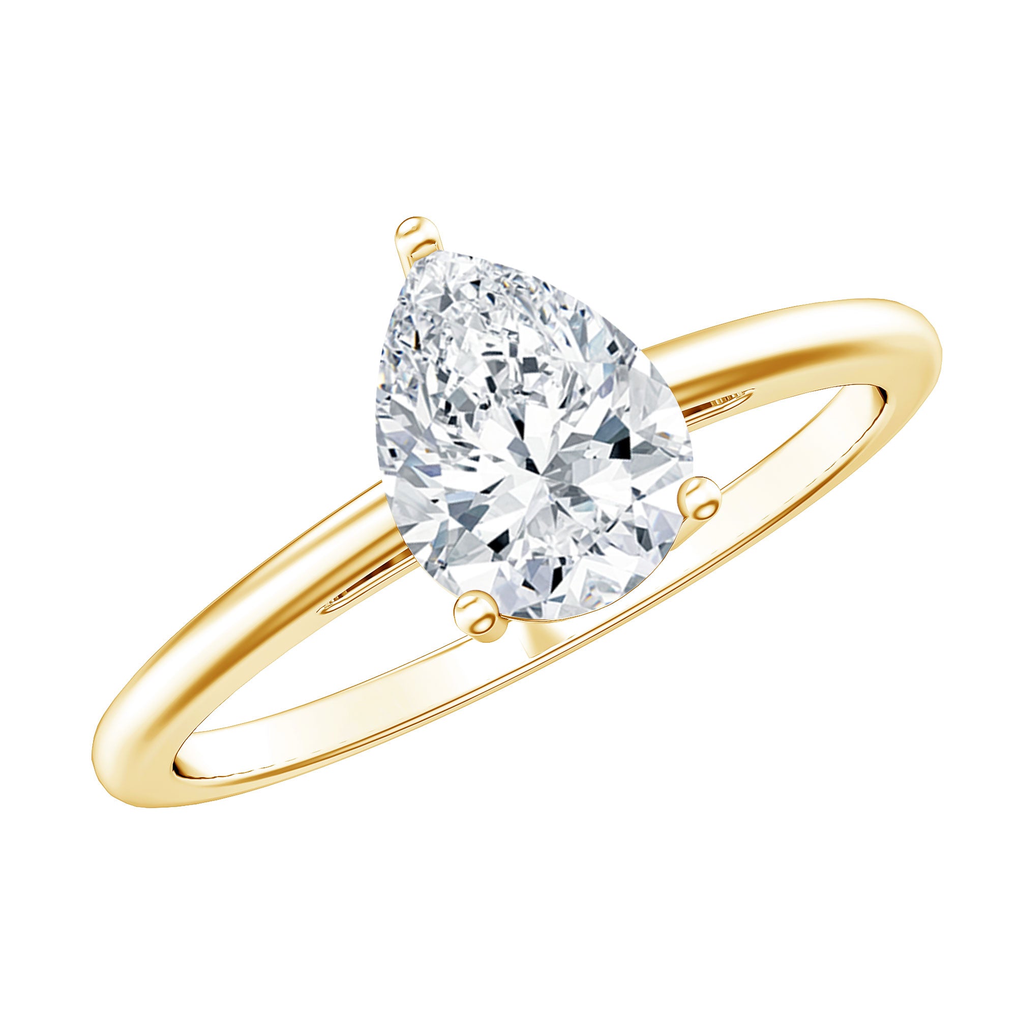 Solitaire Moissanite Teardrop Engagement Ring for Women D-VS1 - Rosec Jewels