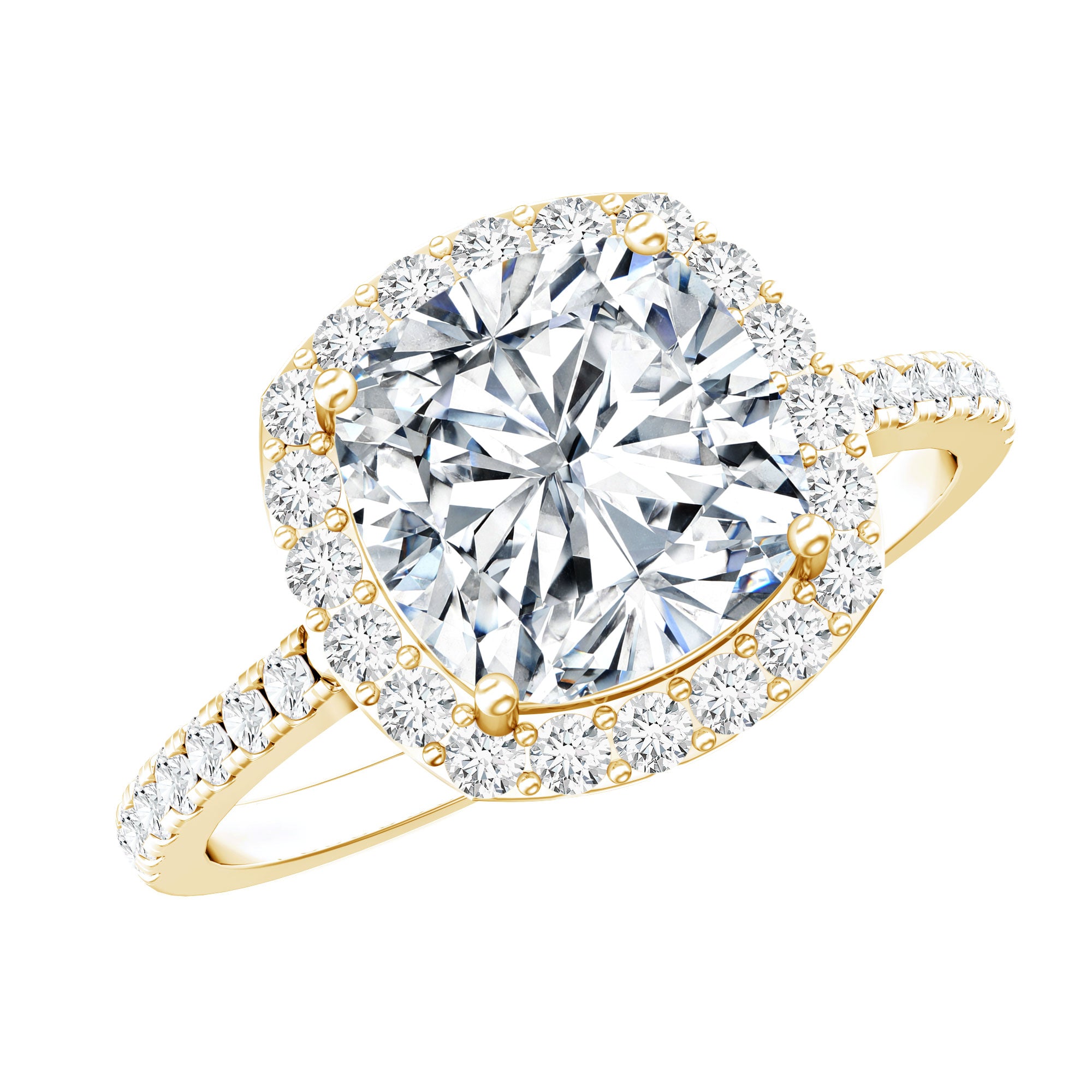 Rosec Jewels-Victorian Style 3 Carat Cushion Moissanite Halo Engagement Ring