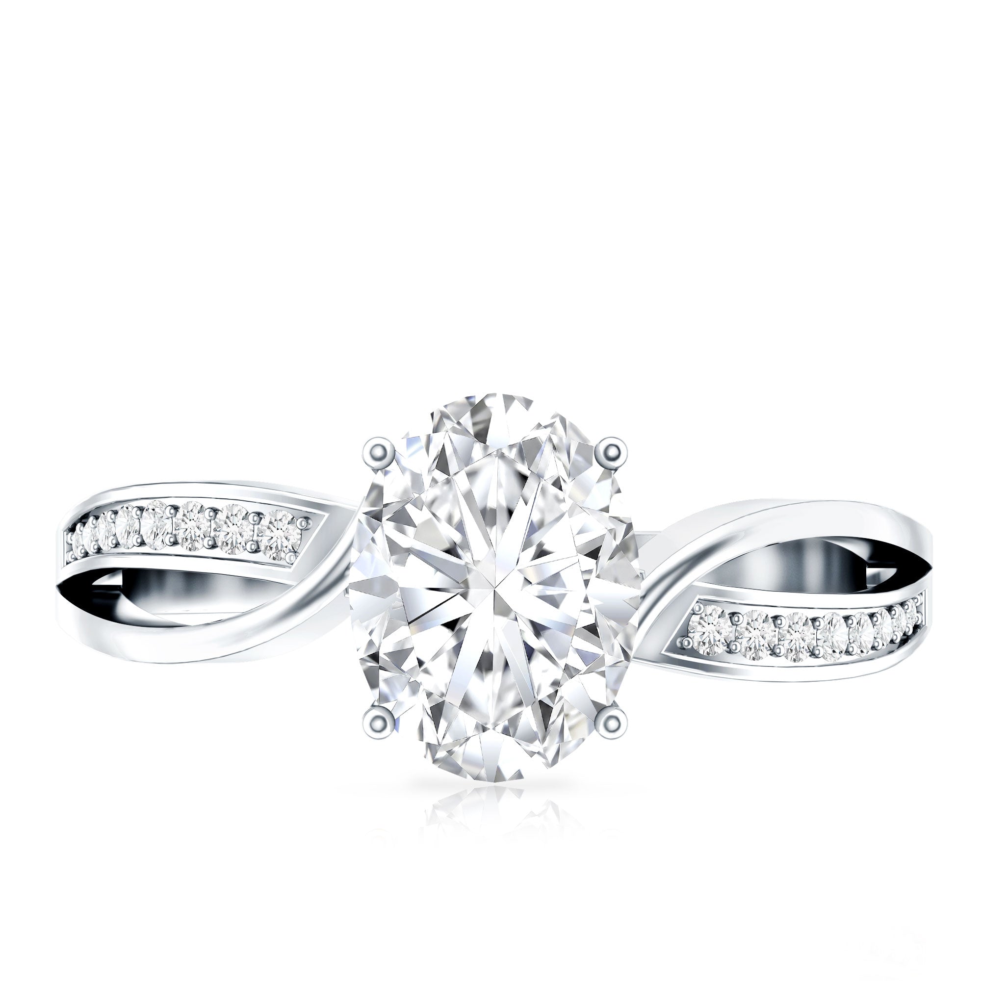 1 Carat Certified Moissanite Oval Engagement Ring with Infinity Band D-VS1 - Rosec Jewels