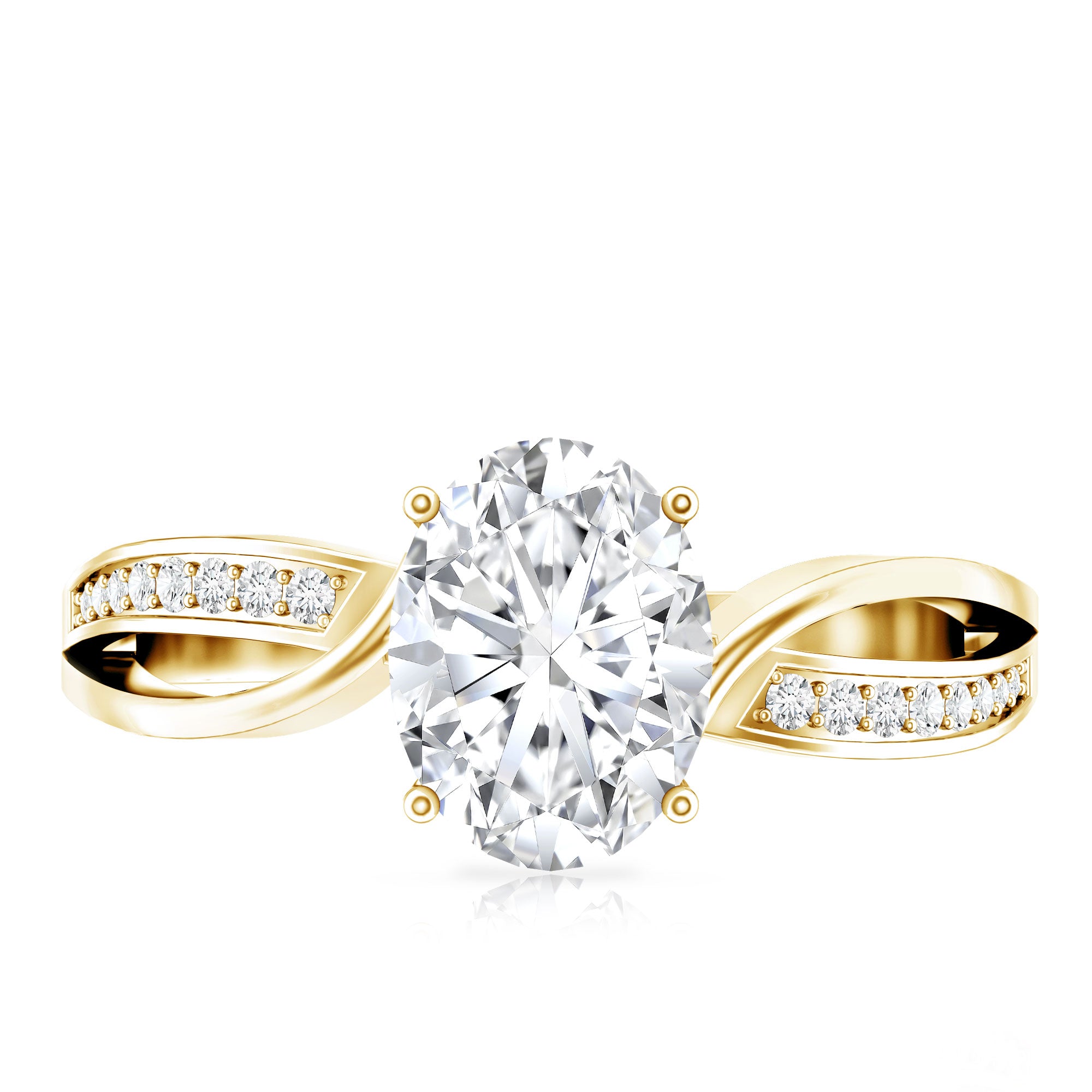 1 Carat Certified Moissanite Oval Engagement Ring with Infinity Band D-VS1 - Rosec Jewels