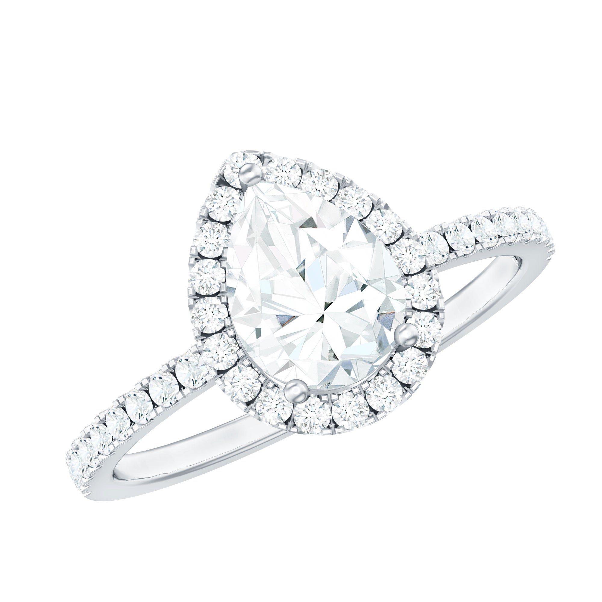 Certified Moissanite Teardrop Engagement Ring with Halo