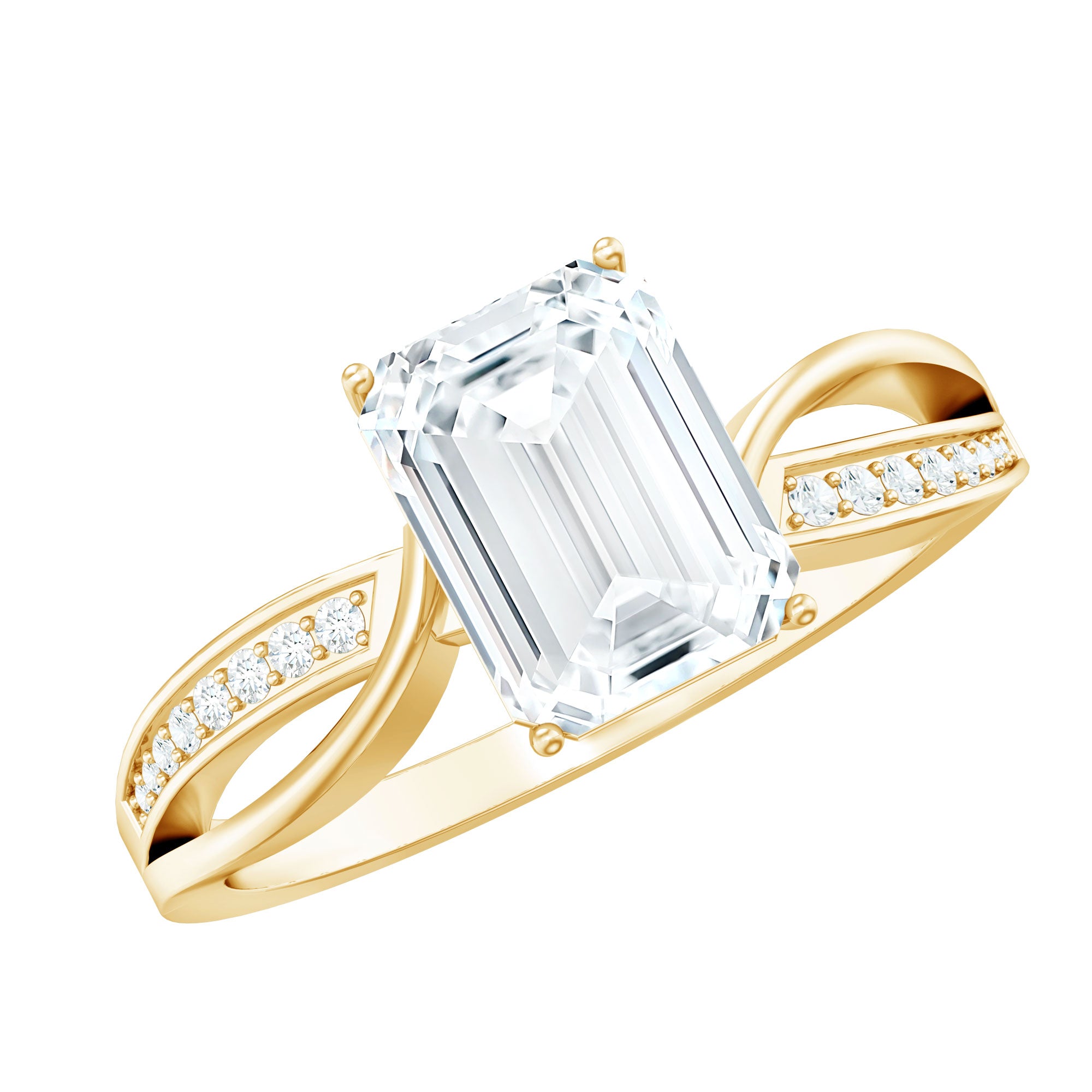 Certified 6X8 MM Emerald Cut Moissanite Infinity Engagement Ring D-VS1 - Rosec Jewels