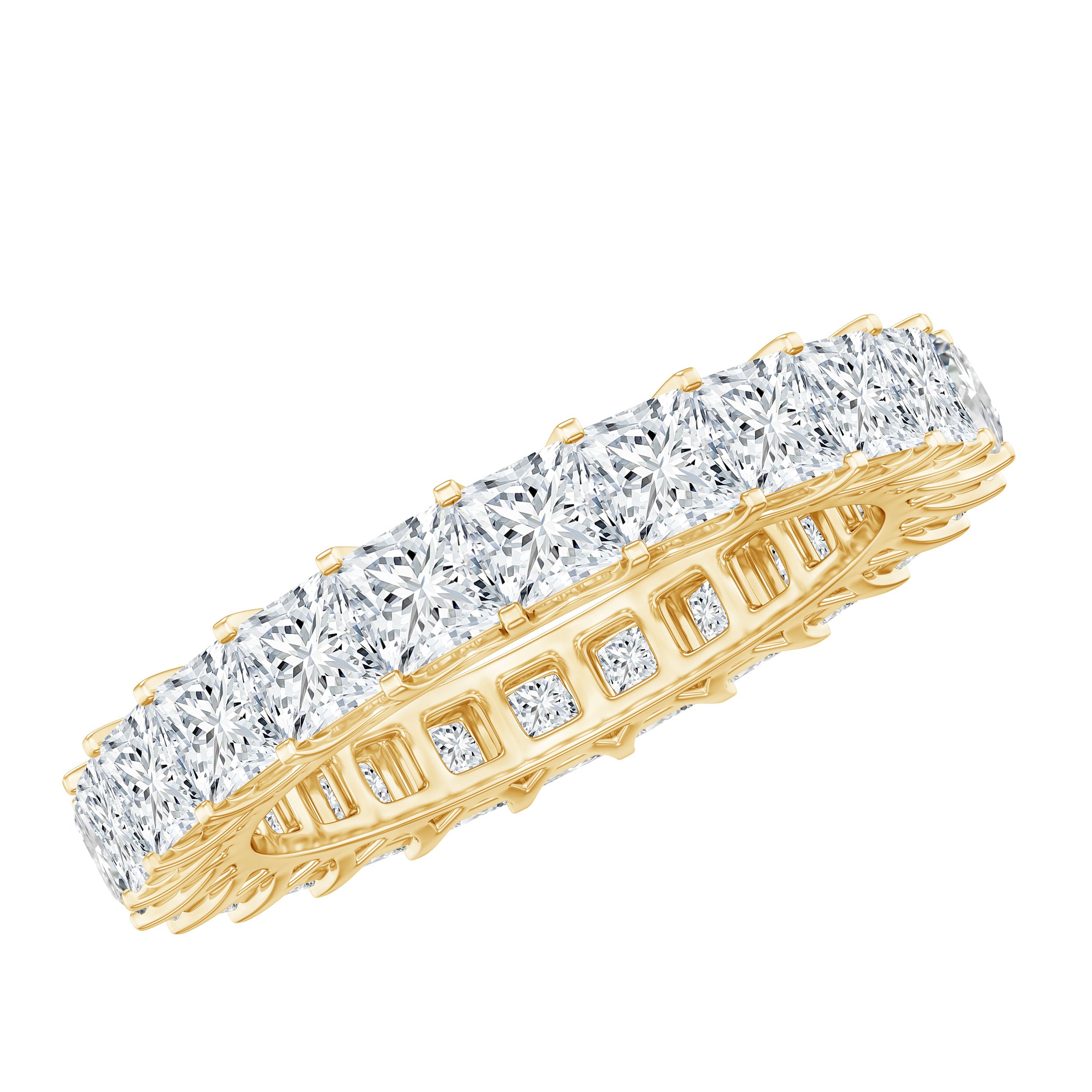 Princess Cut Cubic Zirconia Eternity Wedding Band Ring with Certificate AAAA - Rosec Jewels