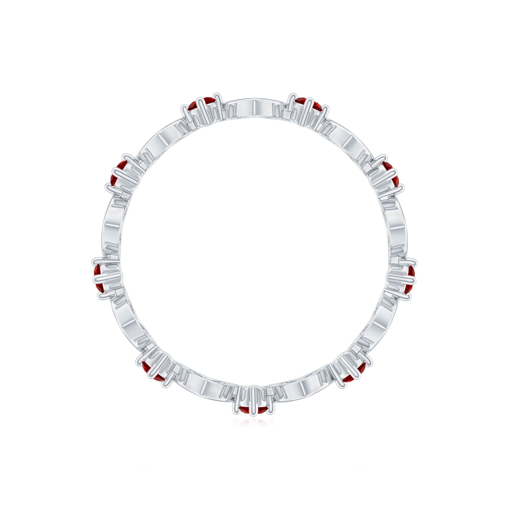 Certified Lab Created Ruby Heart Eternity Band Ring AAAA - Rosec Jewels