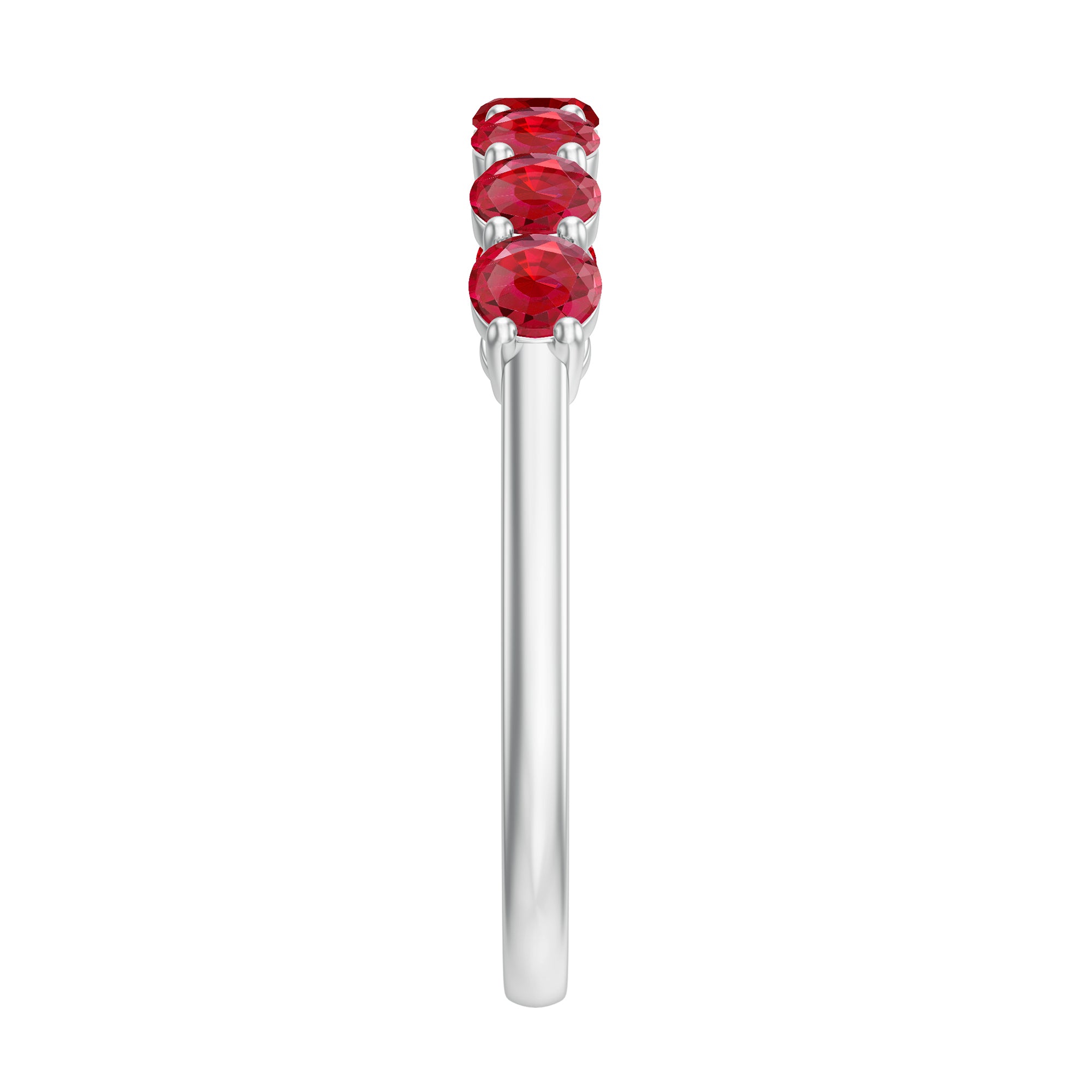 1 Carat Lab Created Ruby Half Eternity Wedding Band AAAA - Rosec Jewels