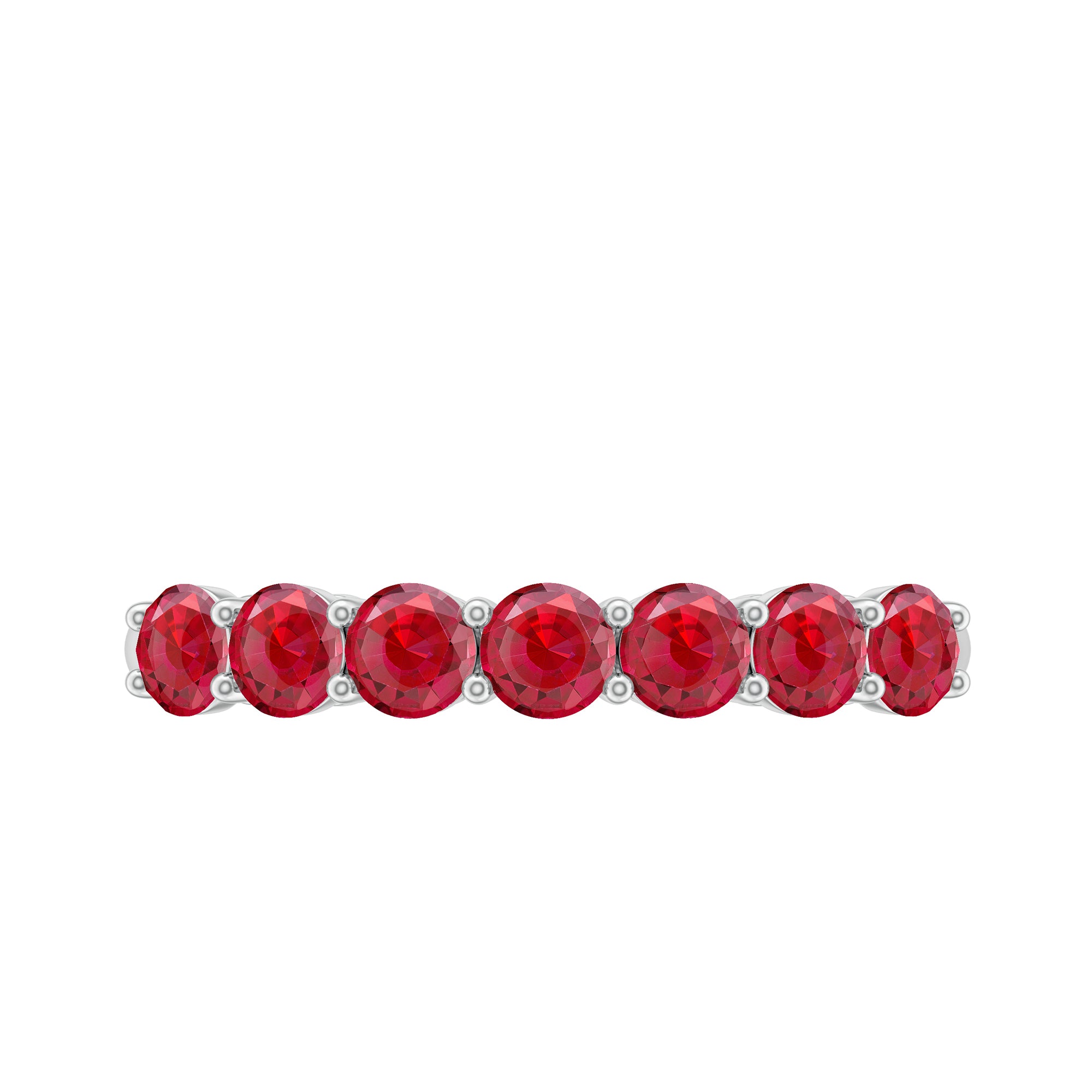 1 Carat Lab Created Ruby Half Eternity Wedding Band AAAA - Rosec Jewels