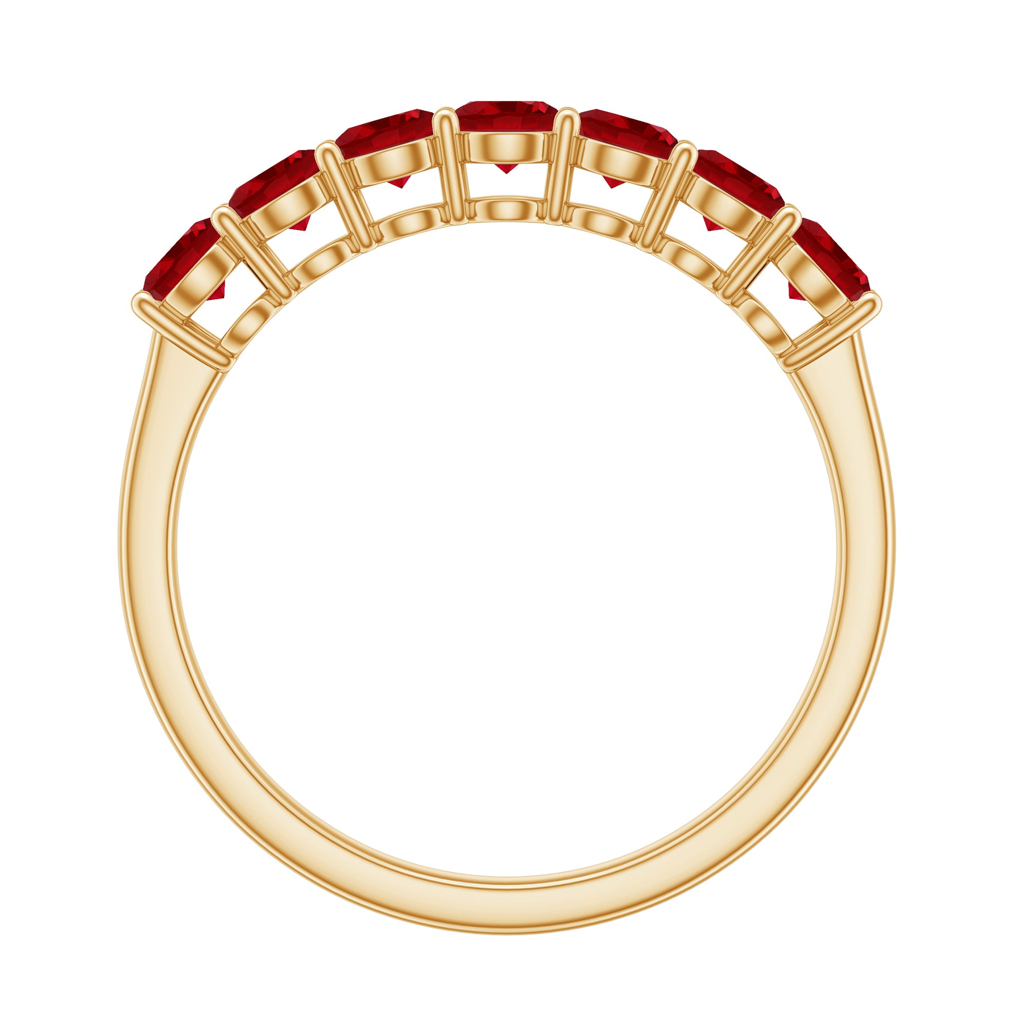1 Carat Lab Created Ruby Half Eternity Wedding Band AAAA - Rosec Jewels