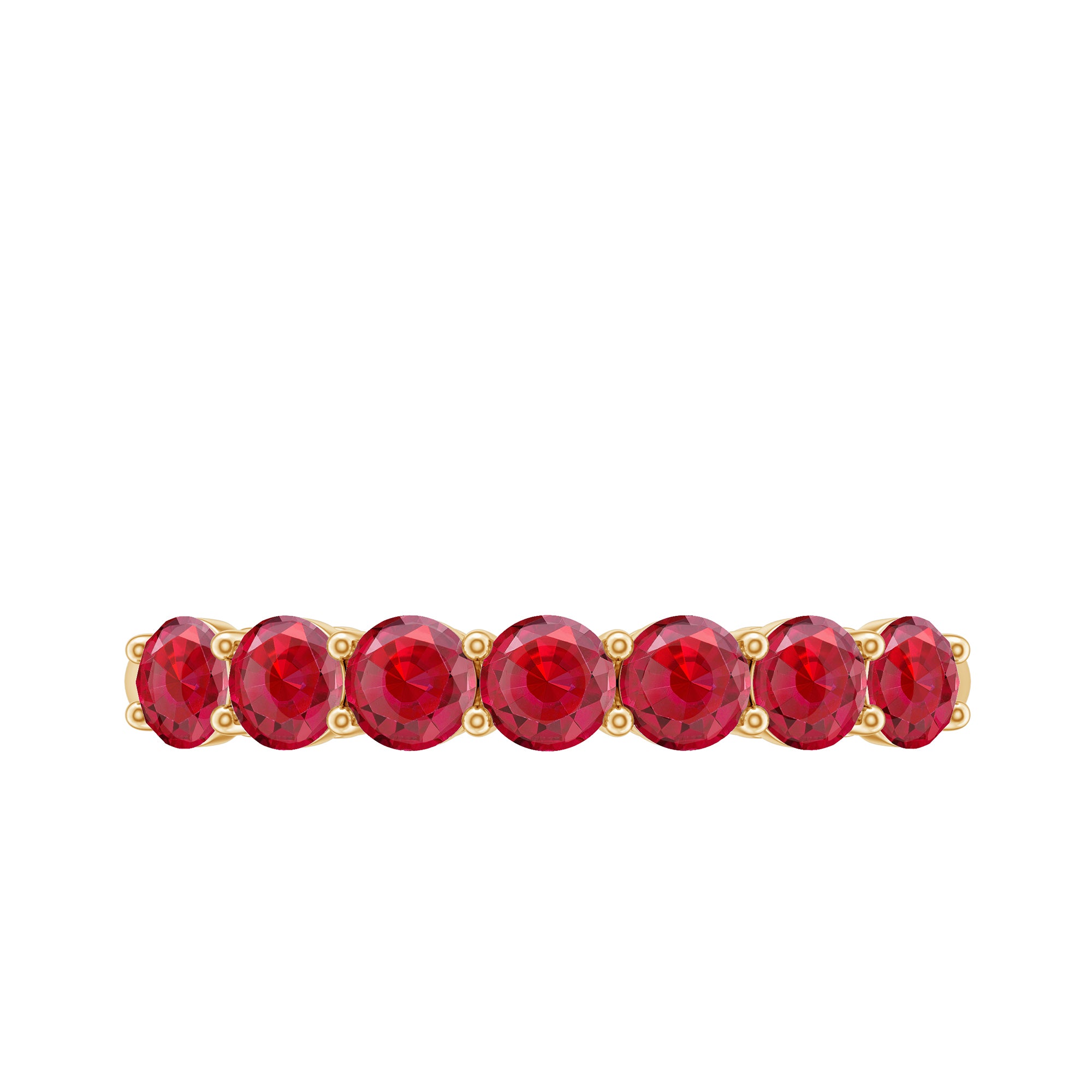 1 Carat Lab Created Ruby Half Eternity Wedding Band AAAA - Rosec Jewels