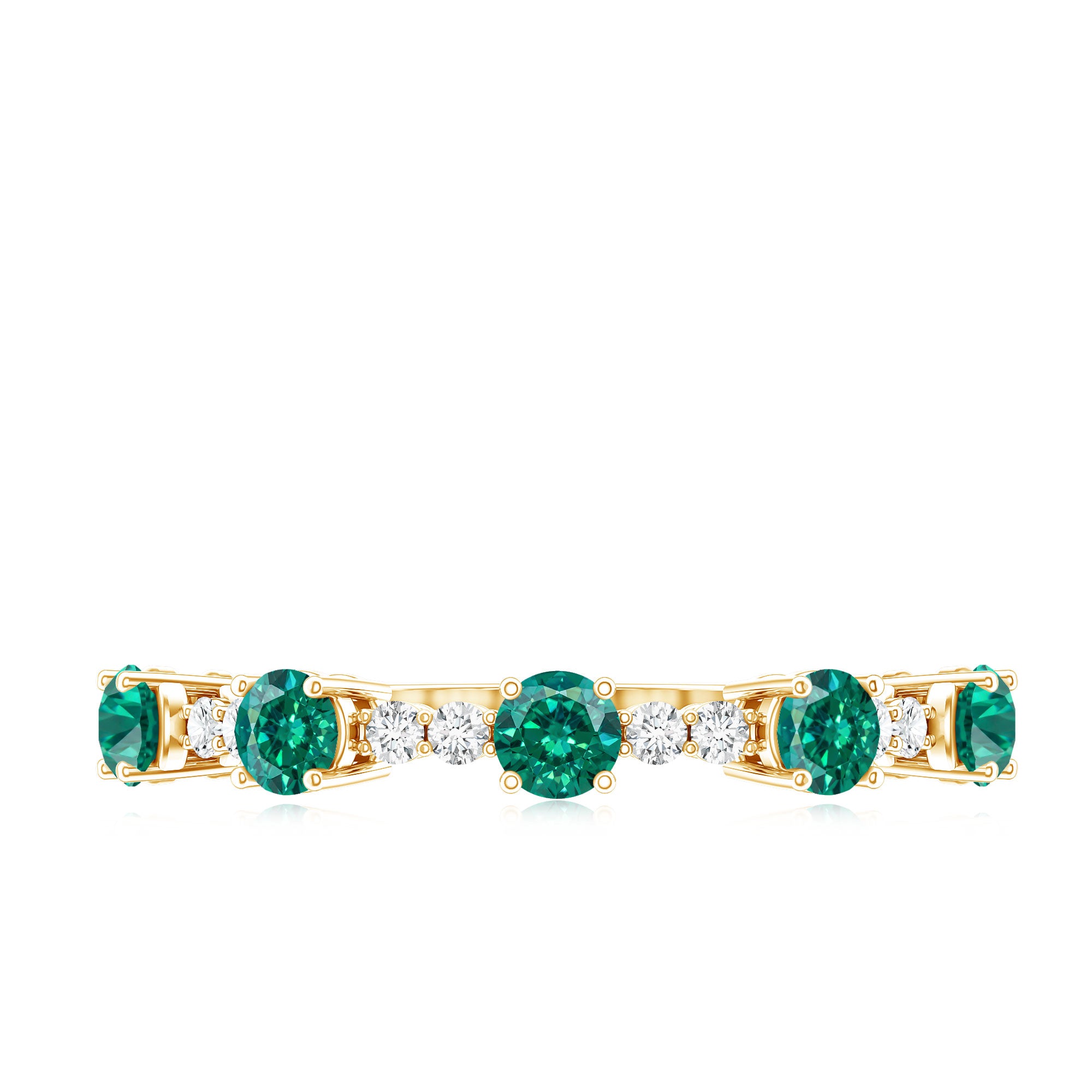 Certified Lab Grown Emerald Half Eternity Anniversary Ring with Diamond AAAA - Rosec Jewels