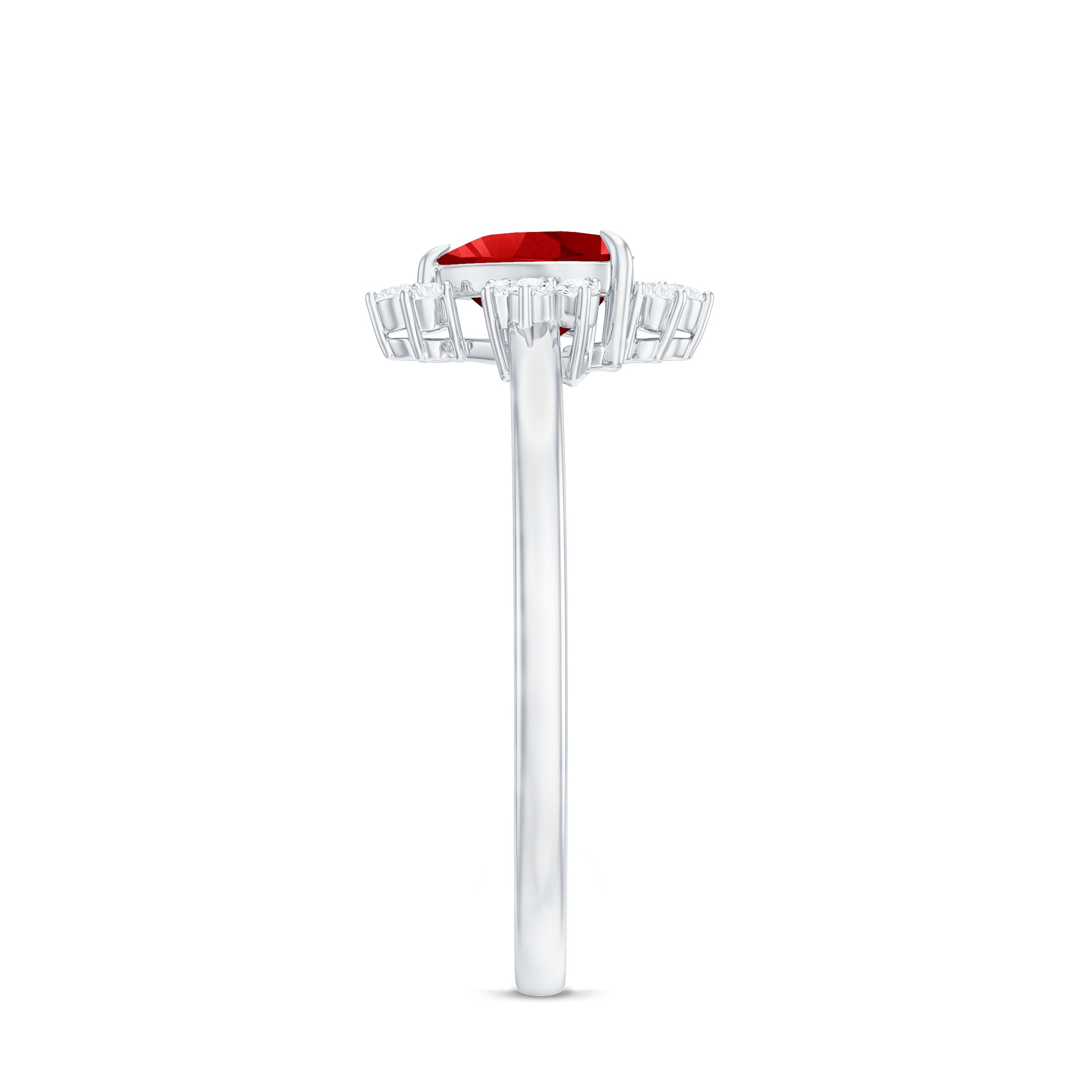 Rosec Jewels-Lab Created Ruby Heart Promise Ring with Diamonds
