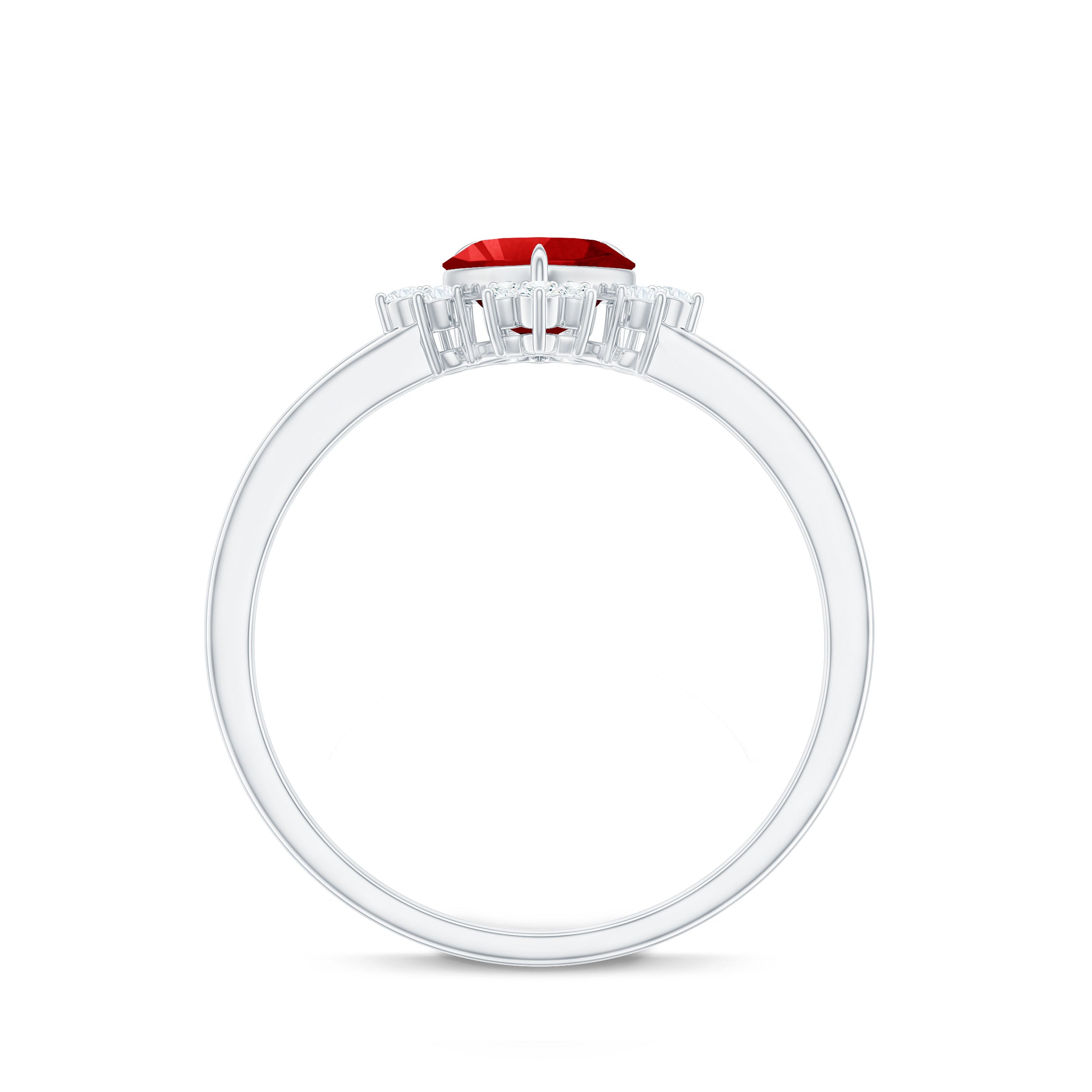 Rosec Jewels-Lab Created Ruby Heart Promise Ring with Diamonds