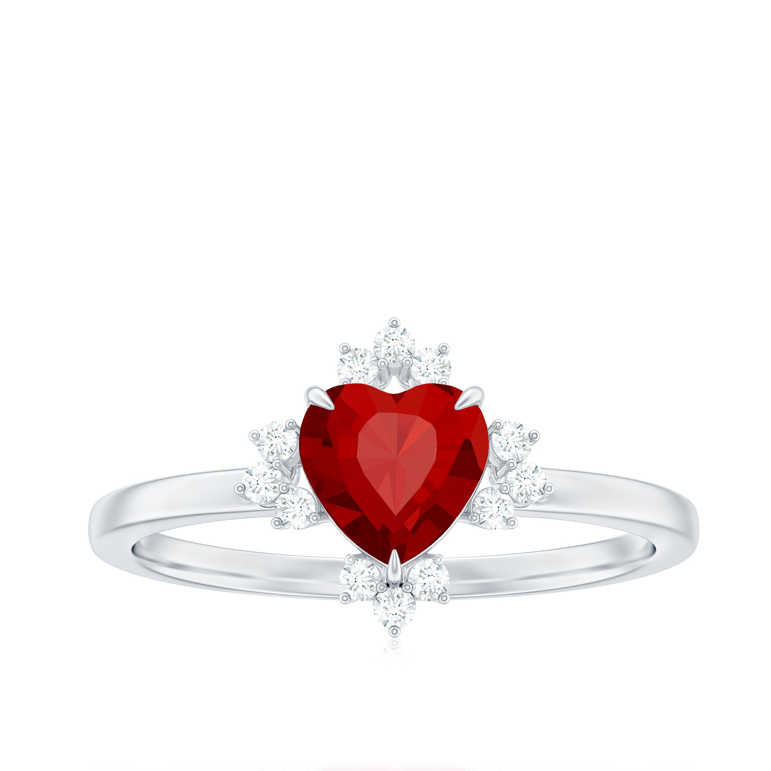 Rosec Jewels-Lab Created Ruby Heart Promise Ring with Diamonds
