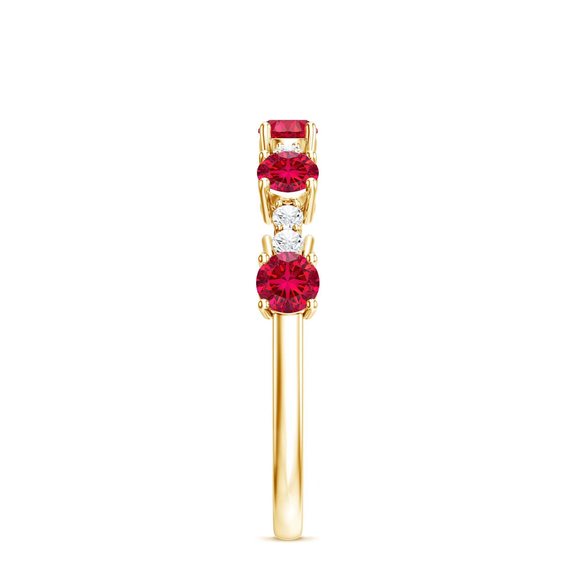 Lab Created Ruby and Diamond Half Eternity Stackable Ring AAAA - Rosec Jewels