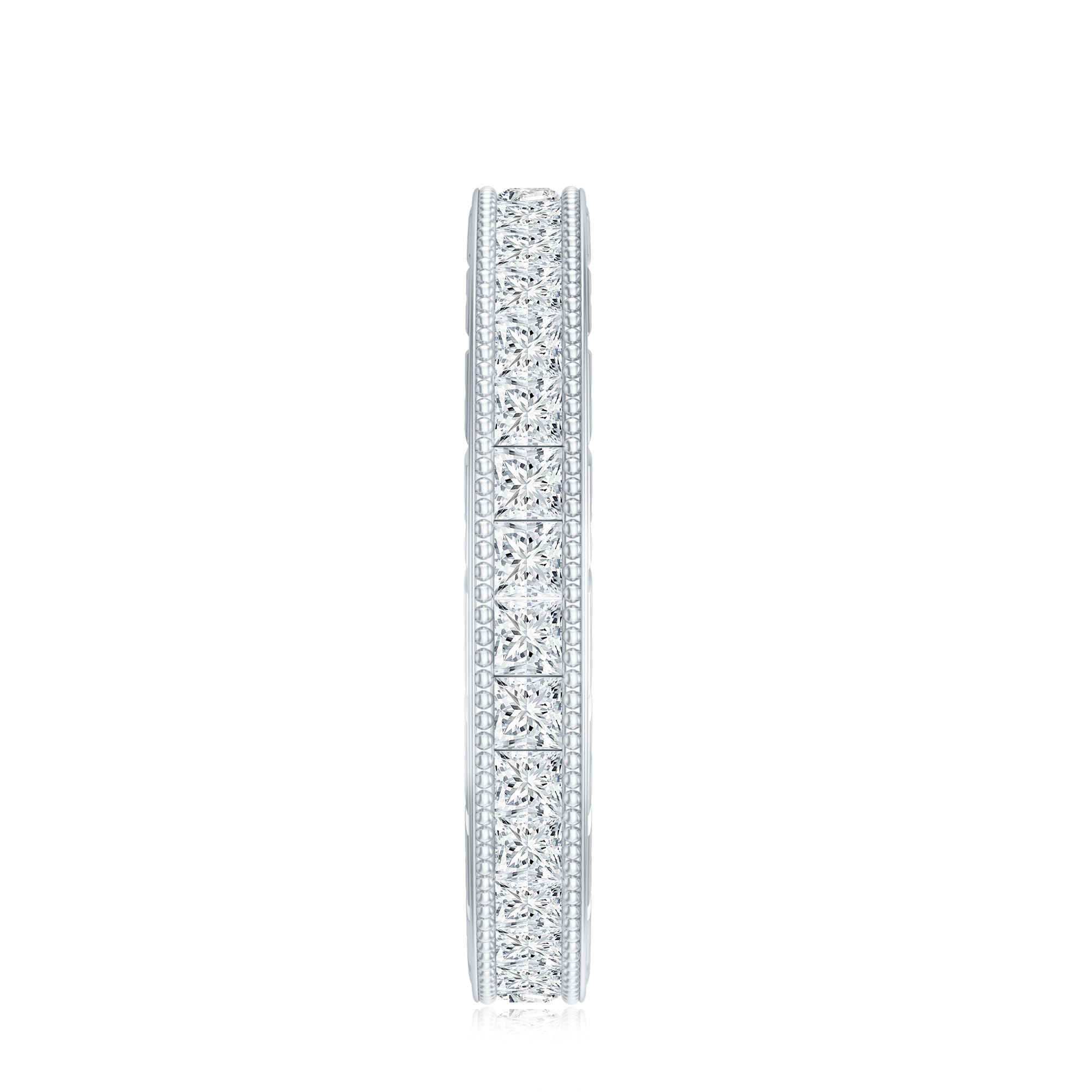 Certified Princess Cut Lab Grown Diamond Eternity Wedding Band Lab - ( EF-VS ) - Rosec Jewels