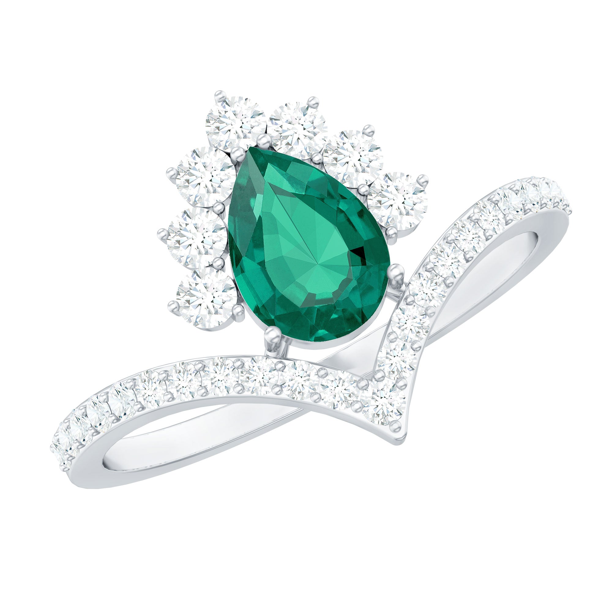 Lab Grown Emerald en Diamond Designer verlovingsring