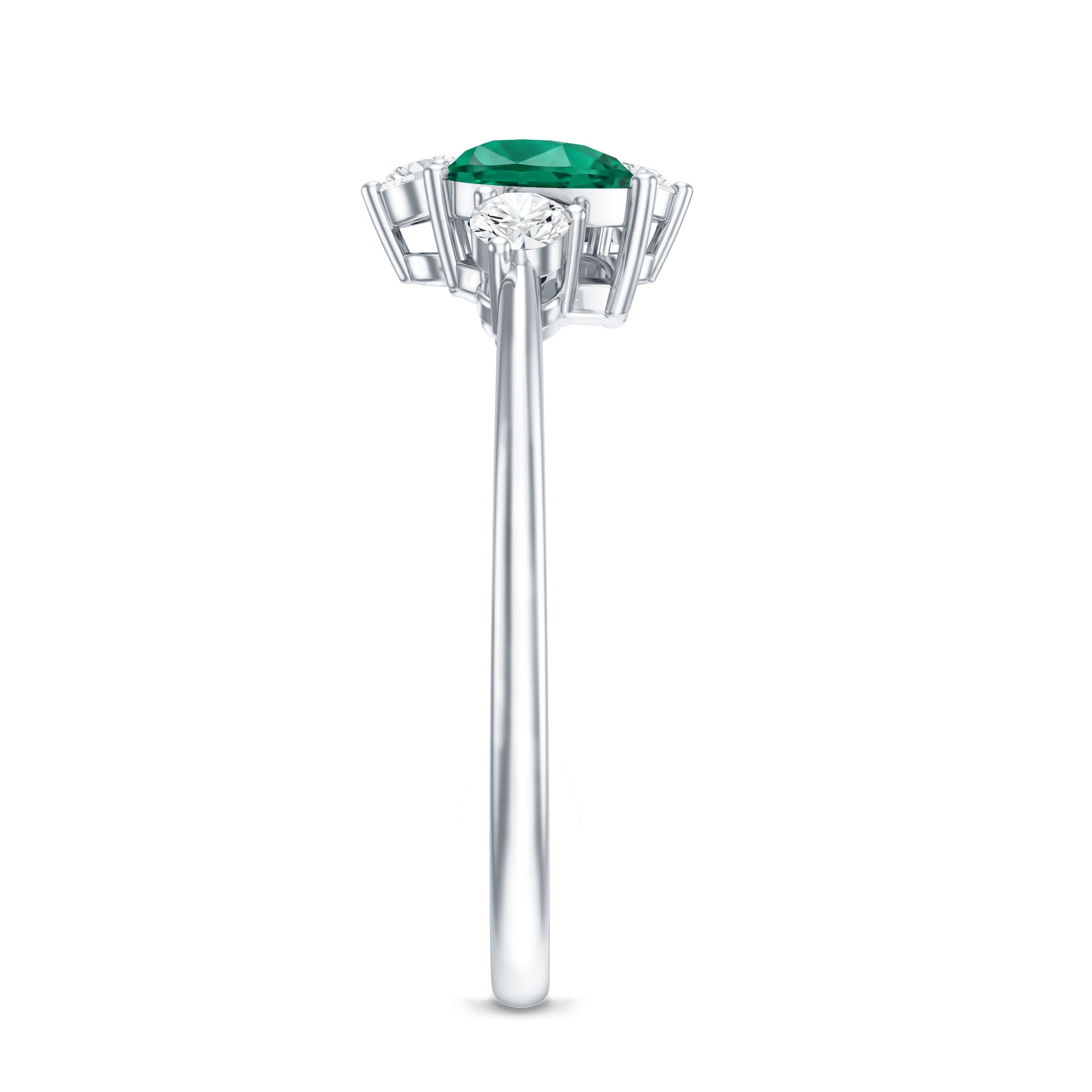 Designer Pear Shape Lab Grown Emerald Toi Et Moi Engagement Ring with Diamond AAAA - Rosec Jewels