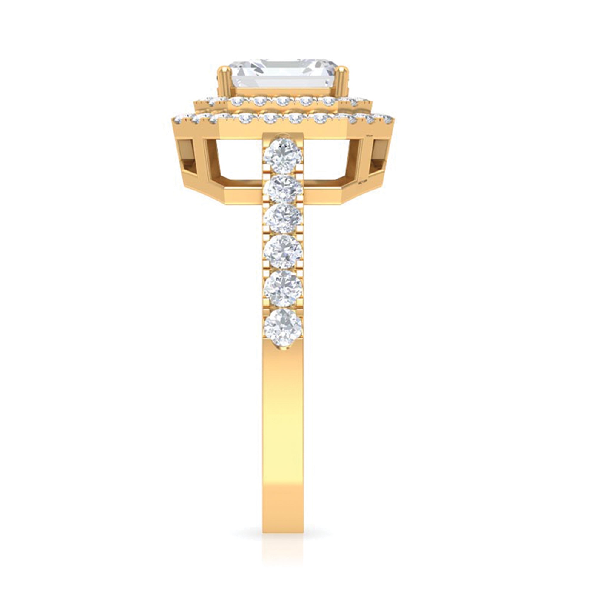 Certified Asscher Cut Moissanite Double Halo Engagement Ring D-VS1 - Rosec Jewels