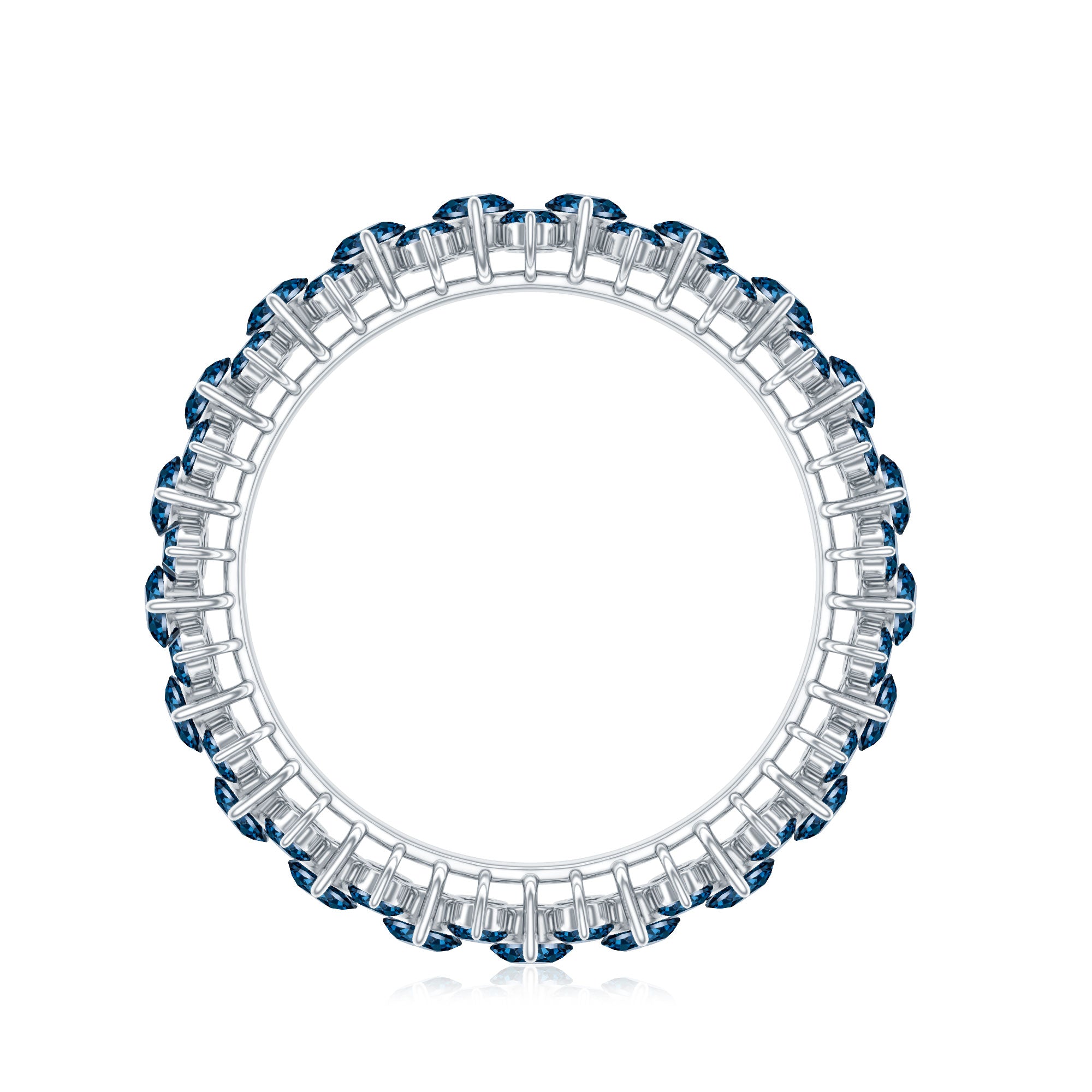 London Blue Topaz Cluster Eternity Band Ring AAA - Rosec Jewels