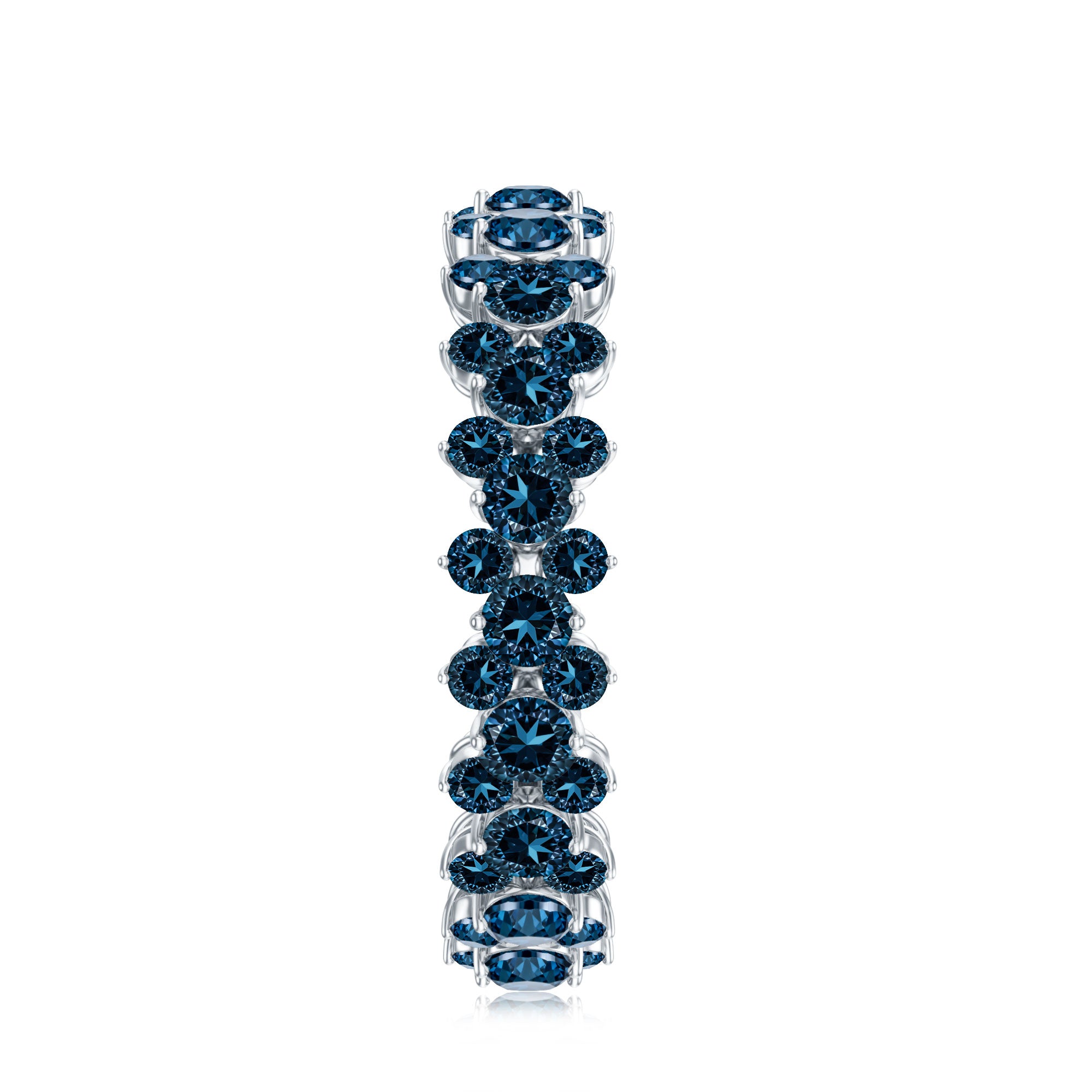 London Blue Topaz Cluster Eternity Band Ring AAA - Rosec Jewels