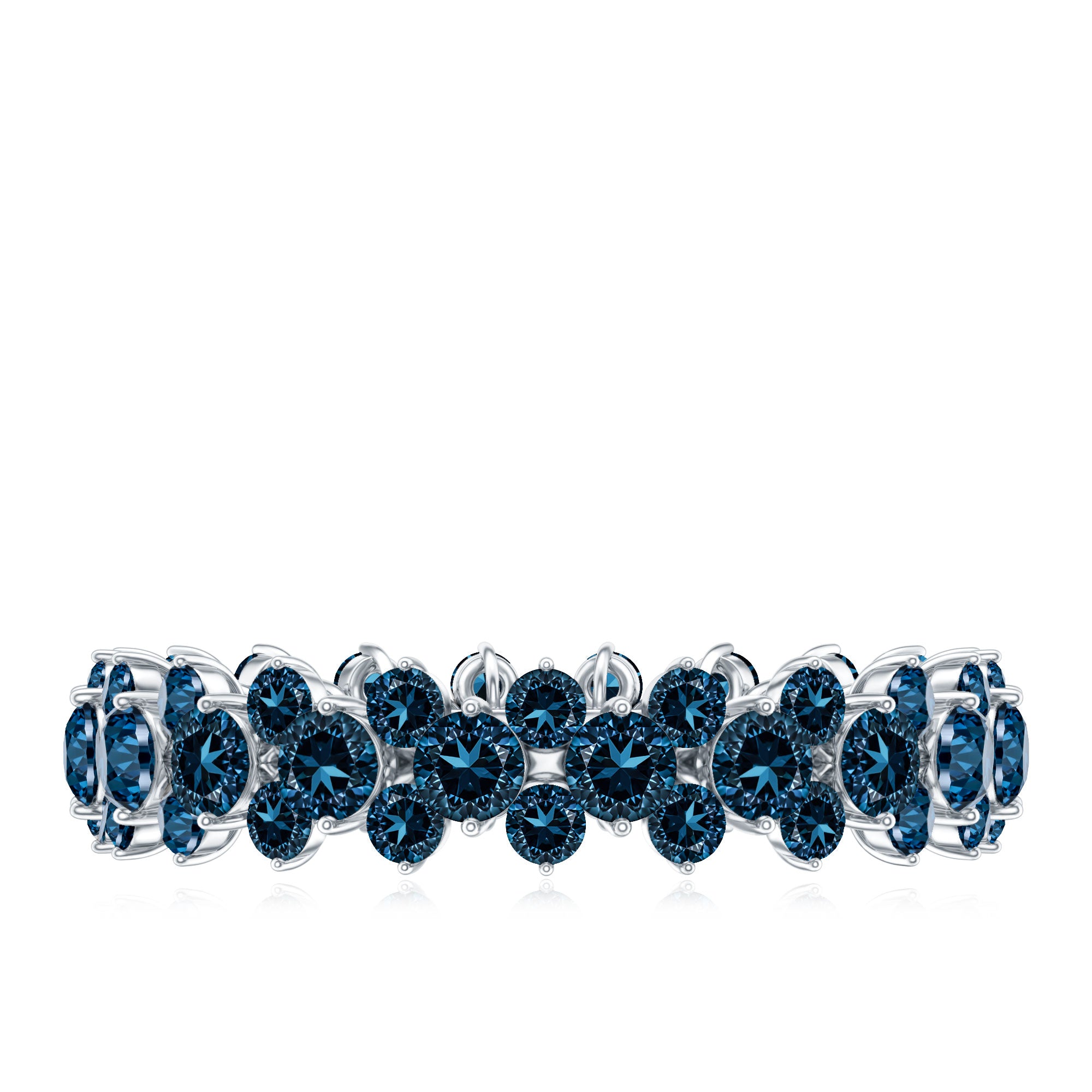 London Blue Topaz Cluster Eternity Band Ring AAA - Rosec Jewels